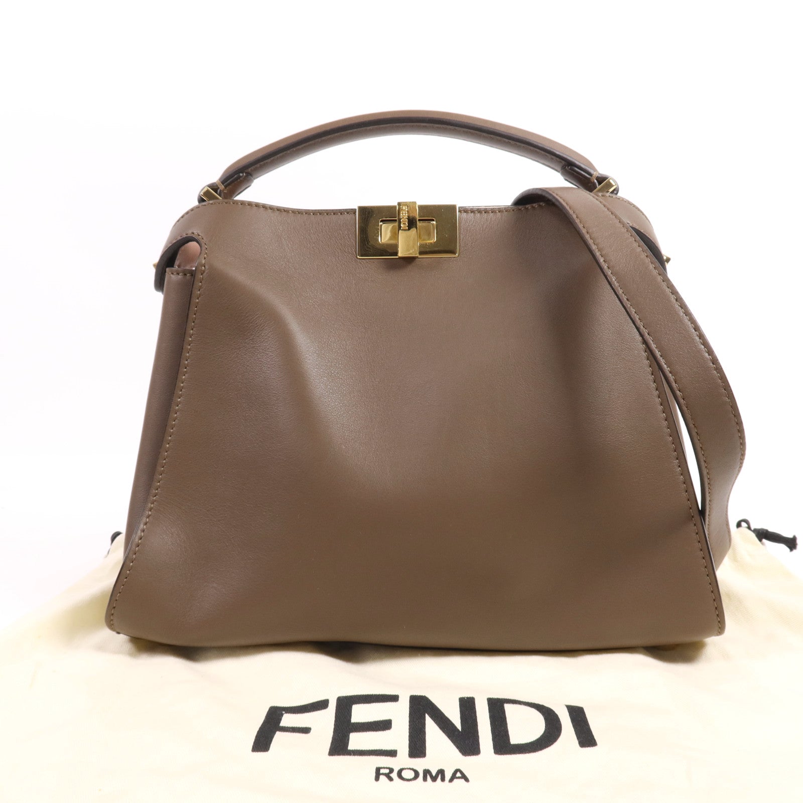 FENDI 牛皮皮革Peekaboo金扣手挽肩背兩用袋