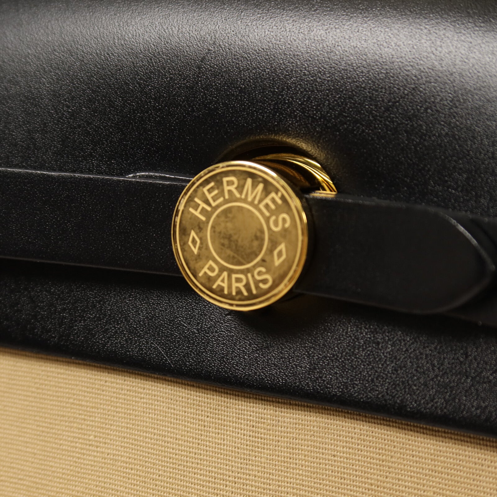 HERMES 帆布Herbag PM手挽肩背兩用袋Trench/Noir
