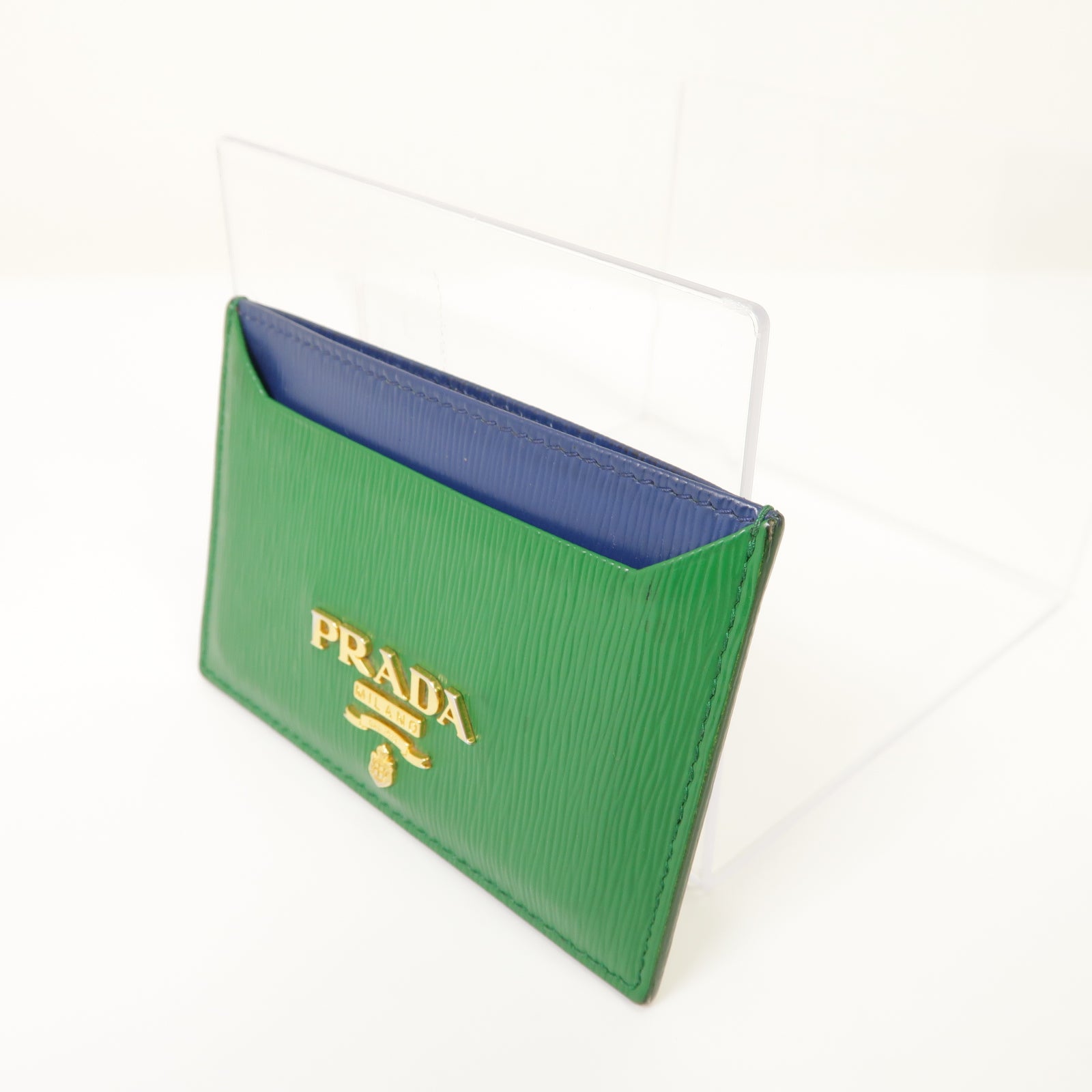 PRADA 皮革Card Case金扣卡片套綠色