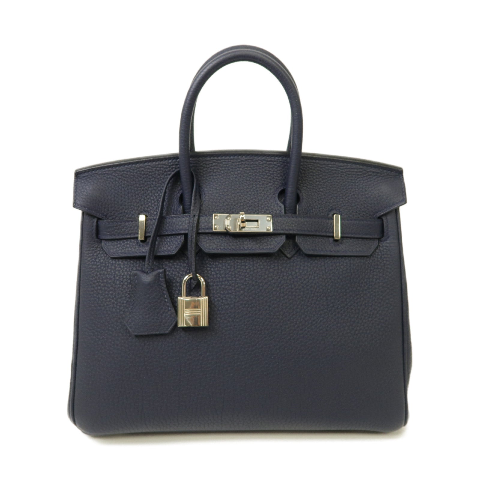 HERMES Togo皮革Birkin 25銀扣手挽袋Bleu Nuit午夜藍色