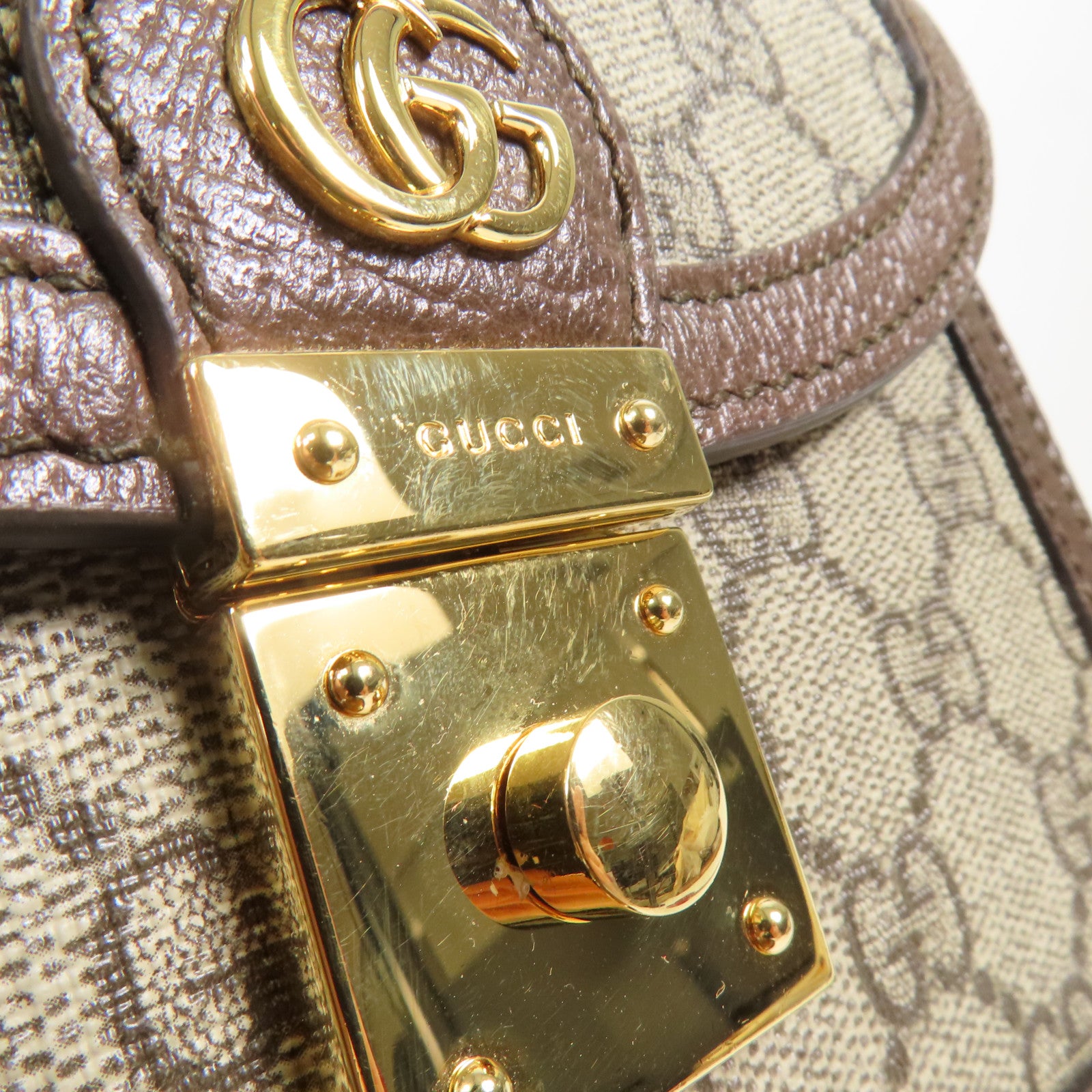 GUCCI 塗層帆布/牛皮皮革Ophidia Mini Top Handle Bag金扣手挽肩背兩用袋