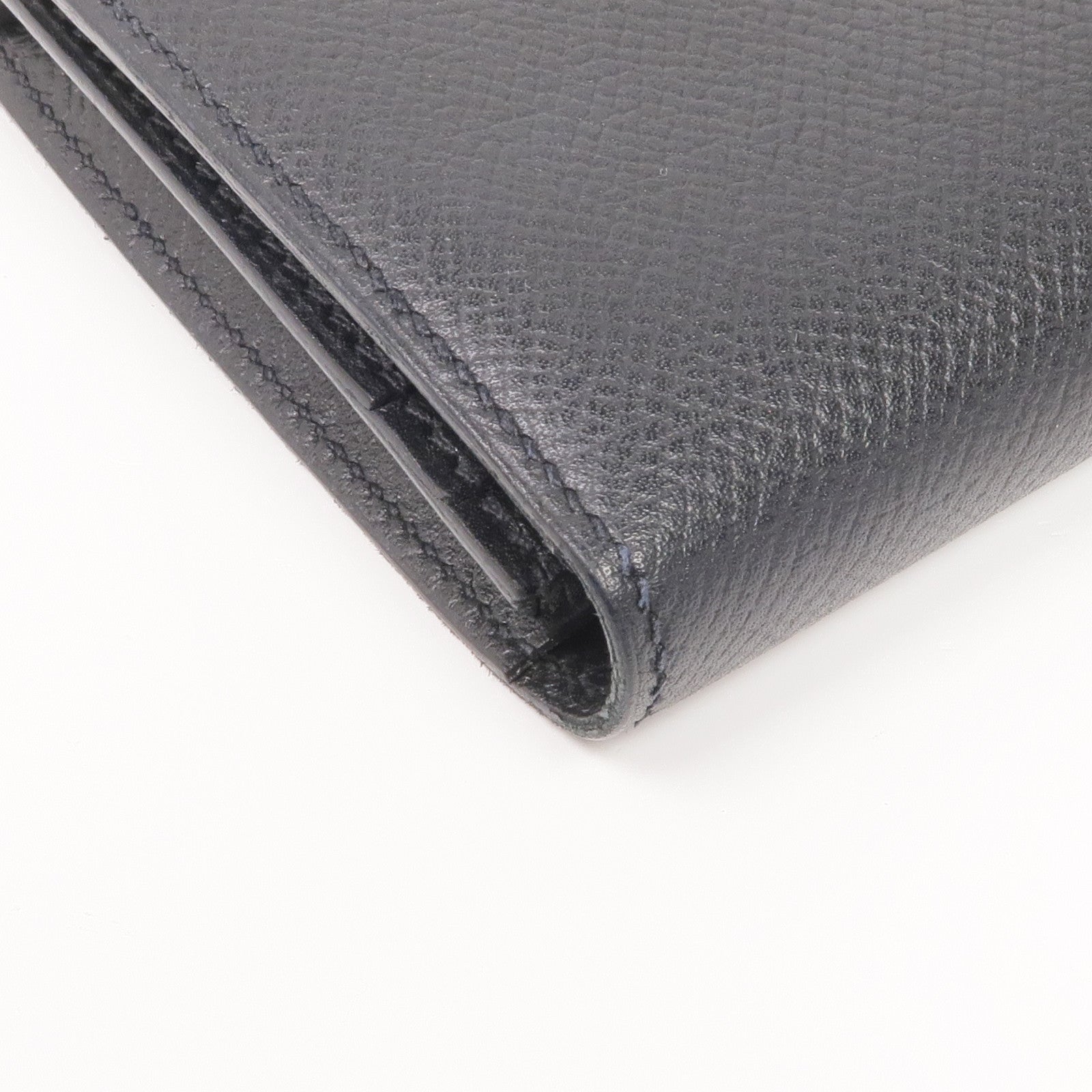 HERMES Epsom皮革Bearn Wallet銀扣長錢包Noir
