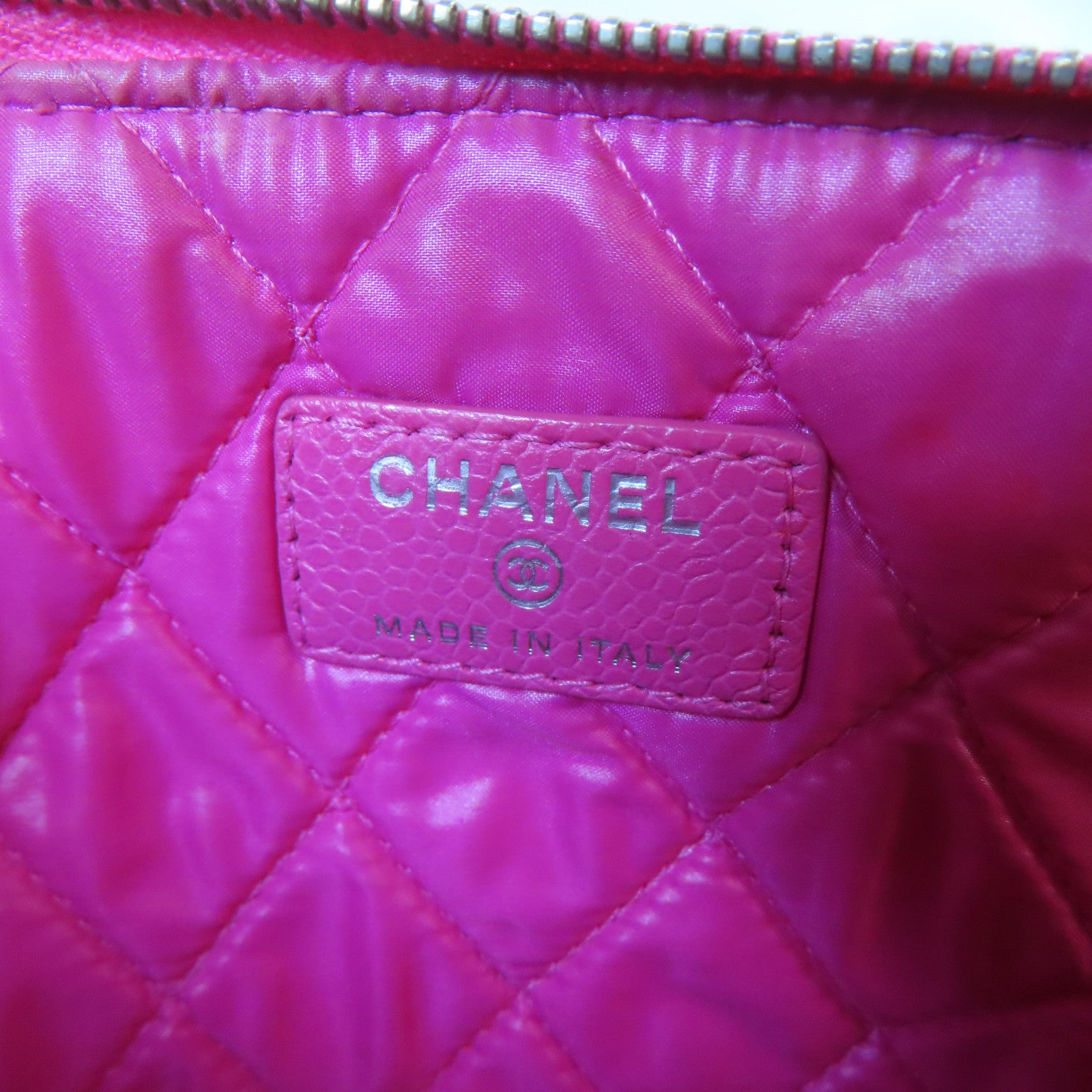 CHANEL 【激減優惠】菱格牛皮皮革Clutch銀扣手拿包粉紅色