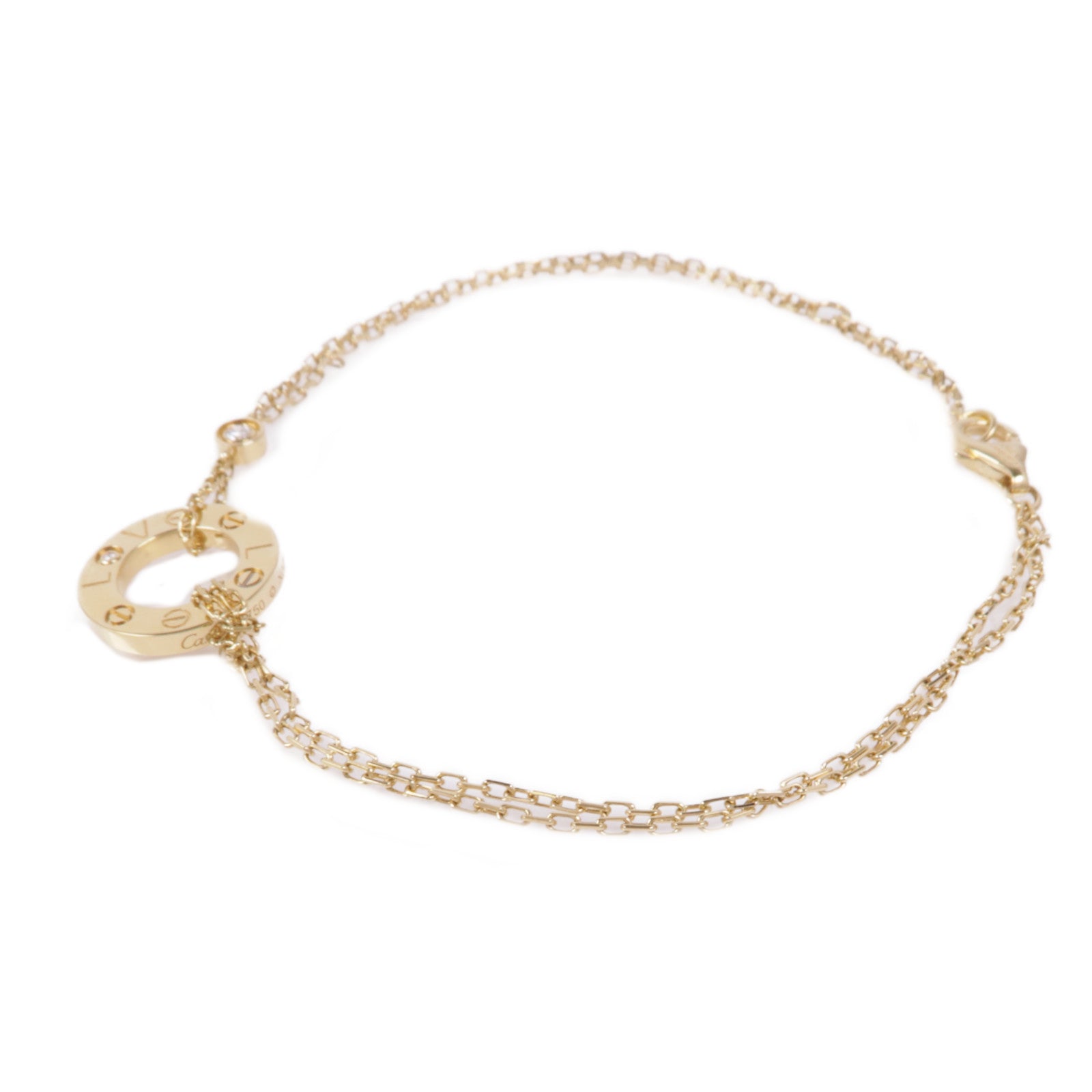 CARTIER 【激減優惠】18K黃金Love Bracelet On Chain 2 Diamonds鑽石手鏈