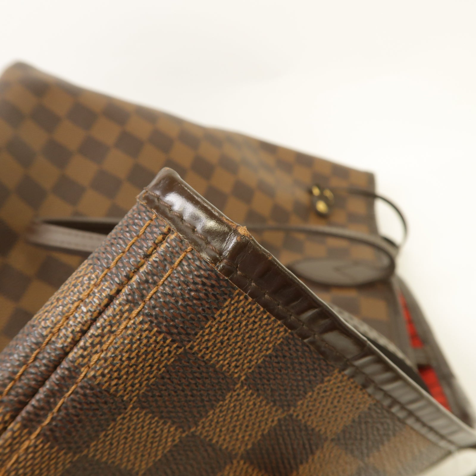 LOUIS VUITTON 【激減優惠】Damier Neverfull MM金扣手挽袋啡色