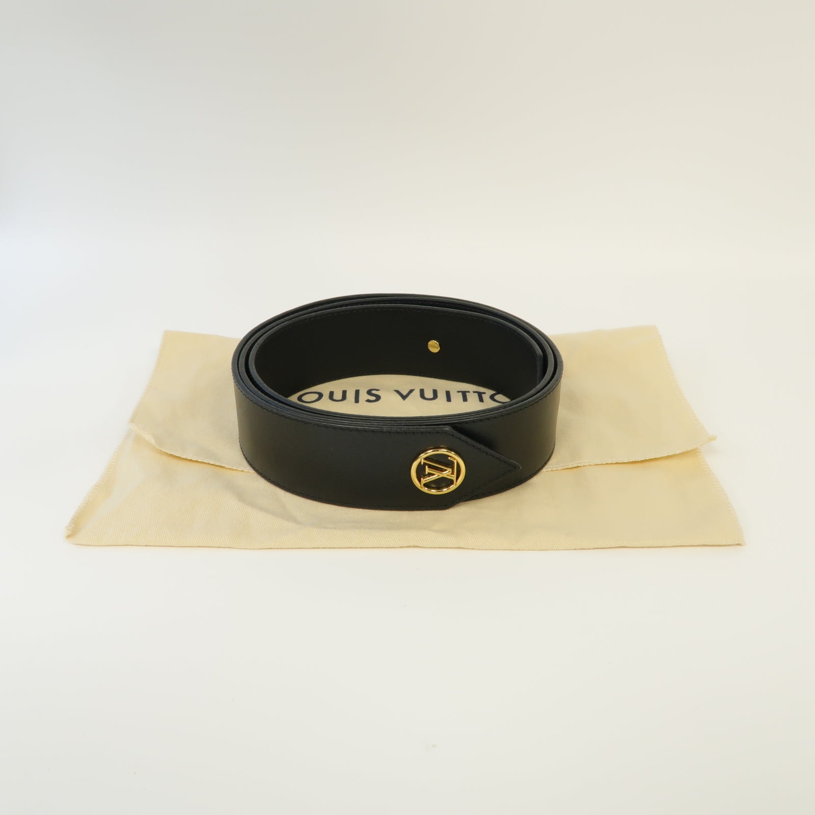 LOUIS VUITTON 【激減優惠】牛皮皮革Tie The Knot 45mm金扣皮帶黑色