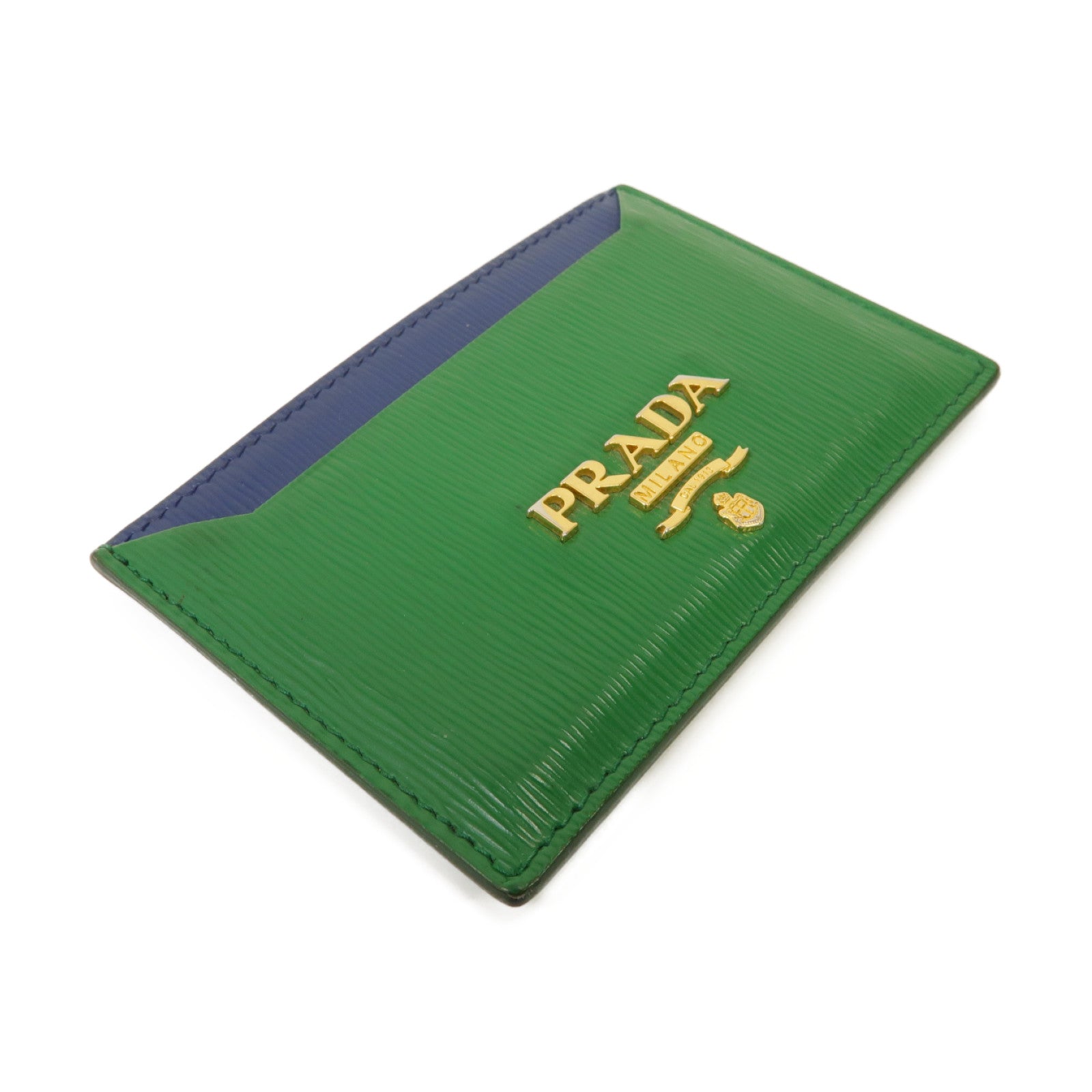 PRADA 皮革Card Case金扣卡片套綠色