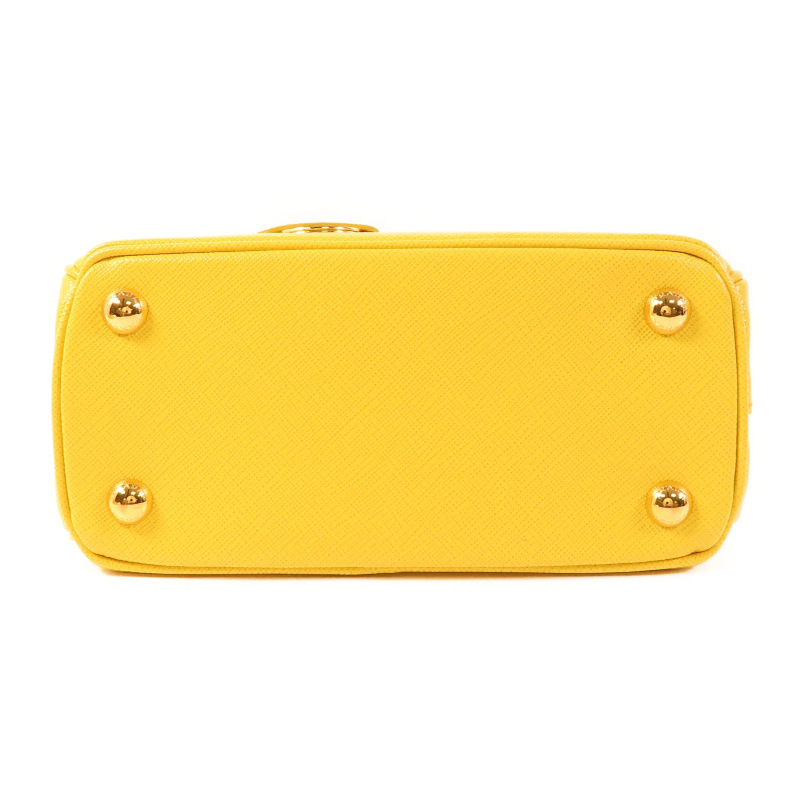 PRADA GHW Galleria Nano 2 Way Shoulder Bag Saffiano Leather Yellow