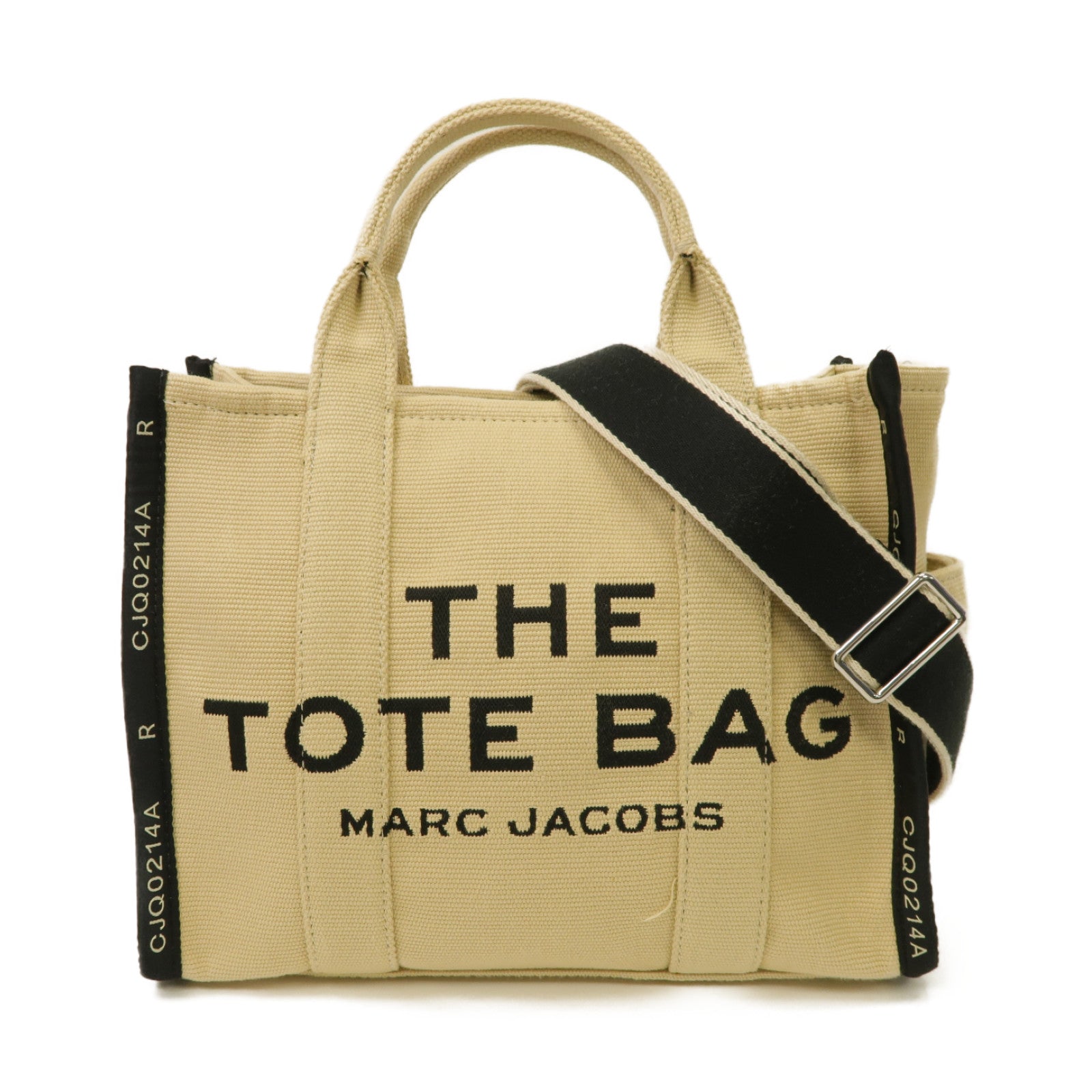 MARC JACOBS 帆布The Tote Bag銀扣手挽肩背兩用袋米色