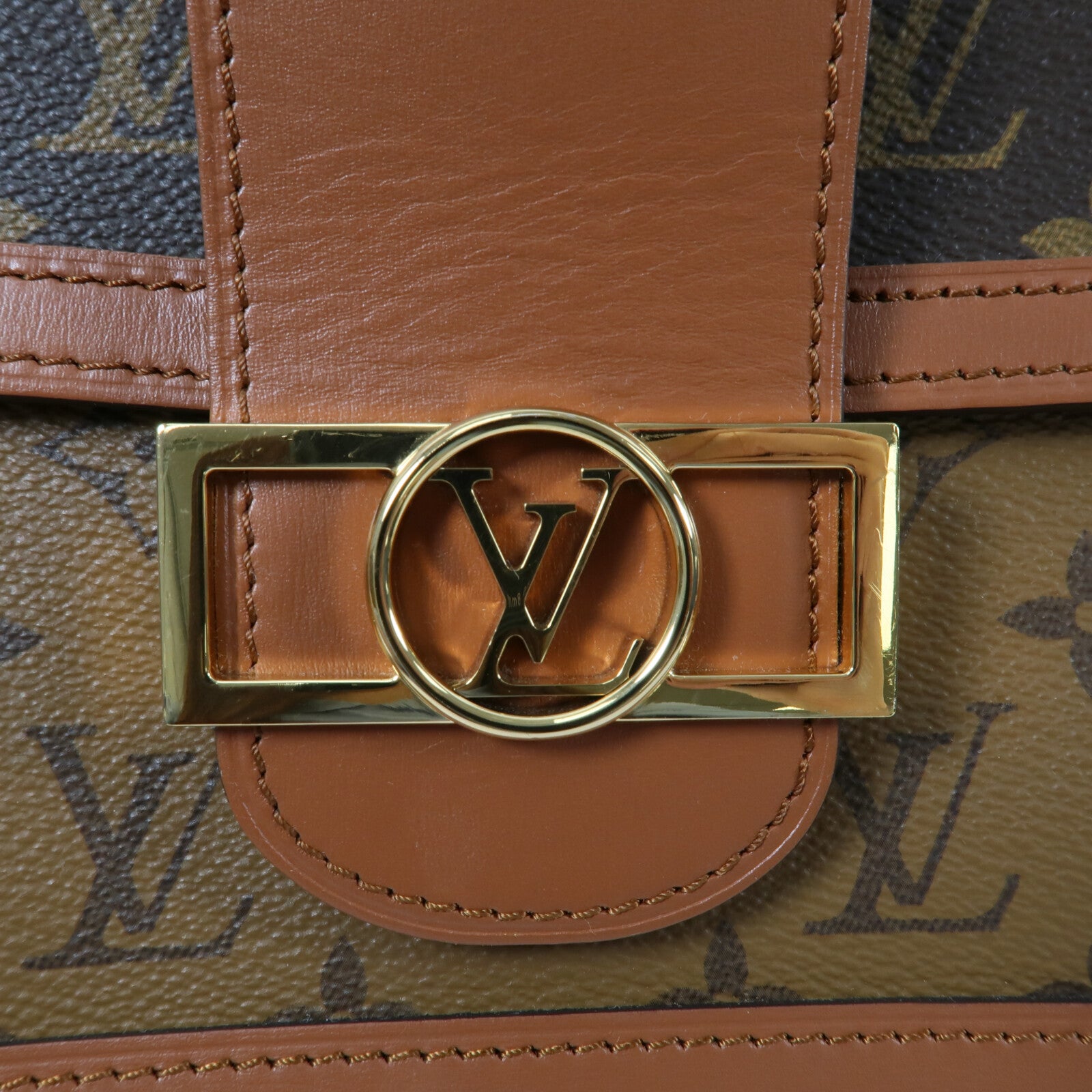 LOUIS VUITTON Monogram Reverse Dauphine MM鏈帶手挽肩背兩用袋
