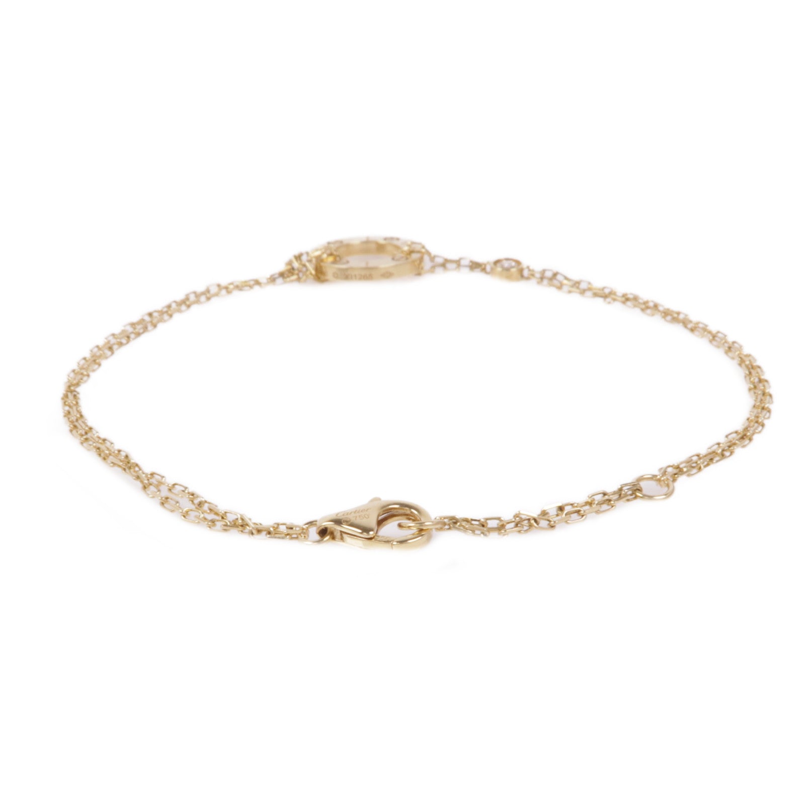 CARTIER 18K黃金Love Bracelet On Chain 2 Diamonds鑽石手鏈
