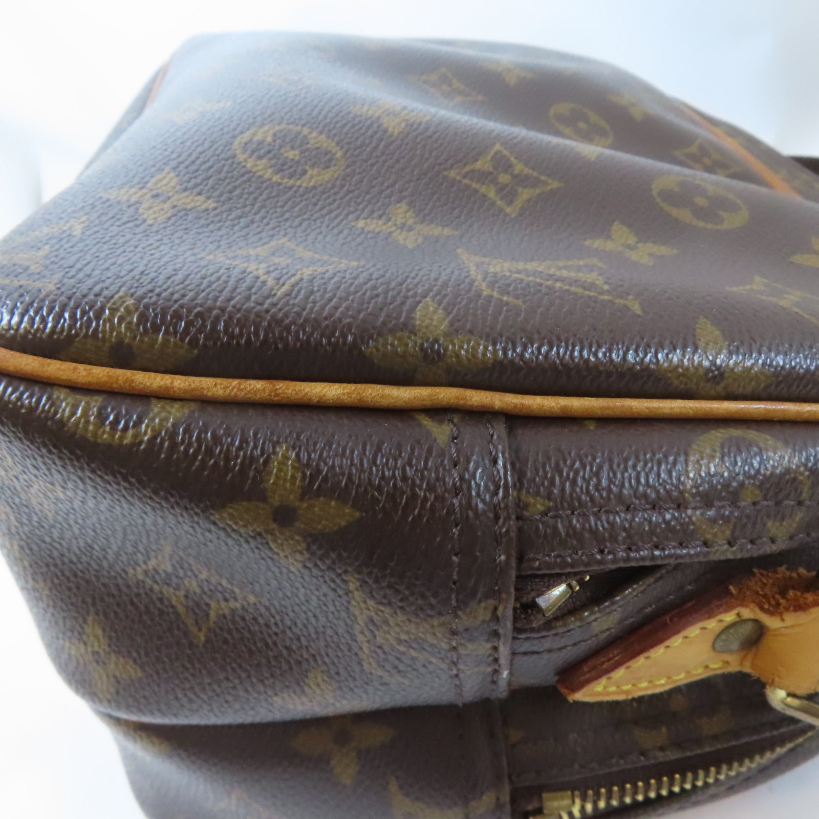 LOUIS VUITTON Monogram Reporter PM金扣肩背袋啡色