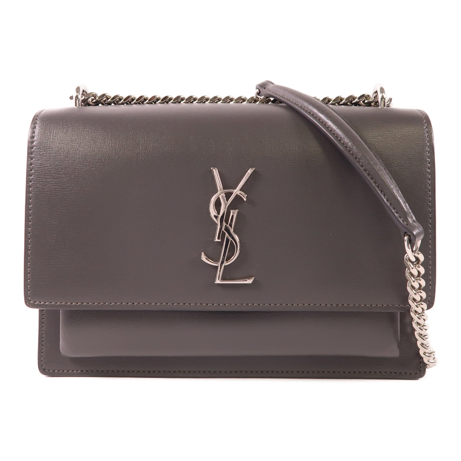 SAINT LAURENT 牛皮皮革Sunset Medium銀扣鏈帶肩背袋