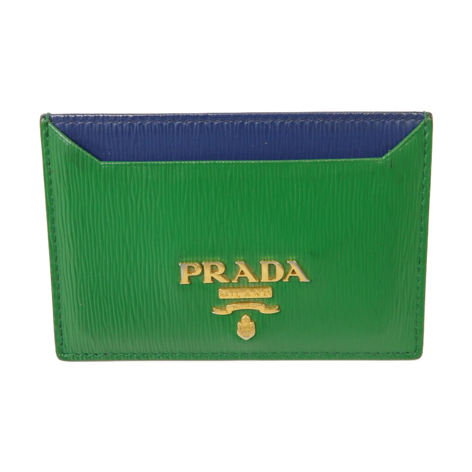 PRADA 皮革Card Case金扣卡片套綠色