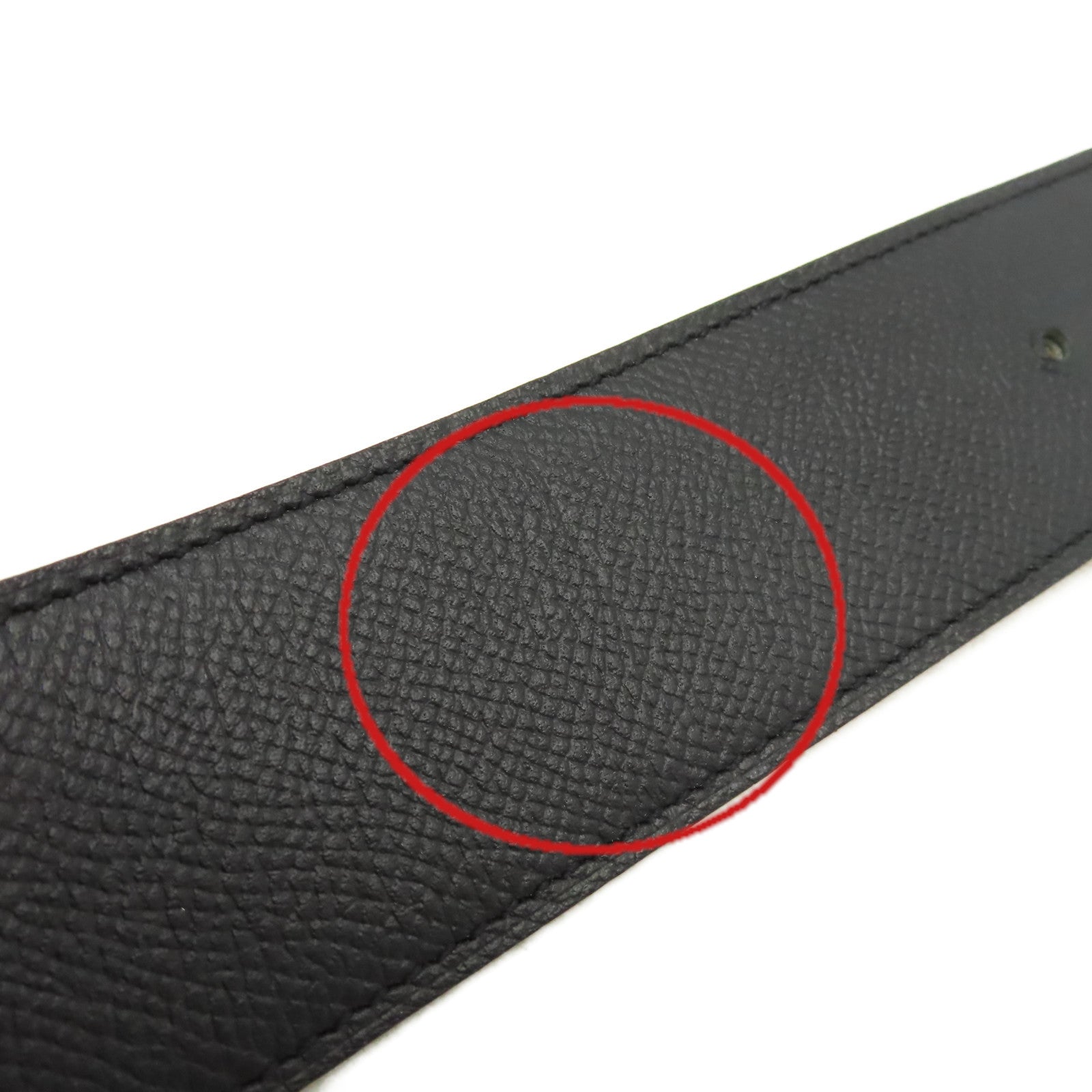 HERMES Epsom皮革Reversible Leather Strap Belt金扣皮帶黑色/棕色