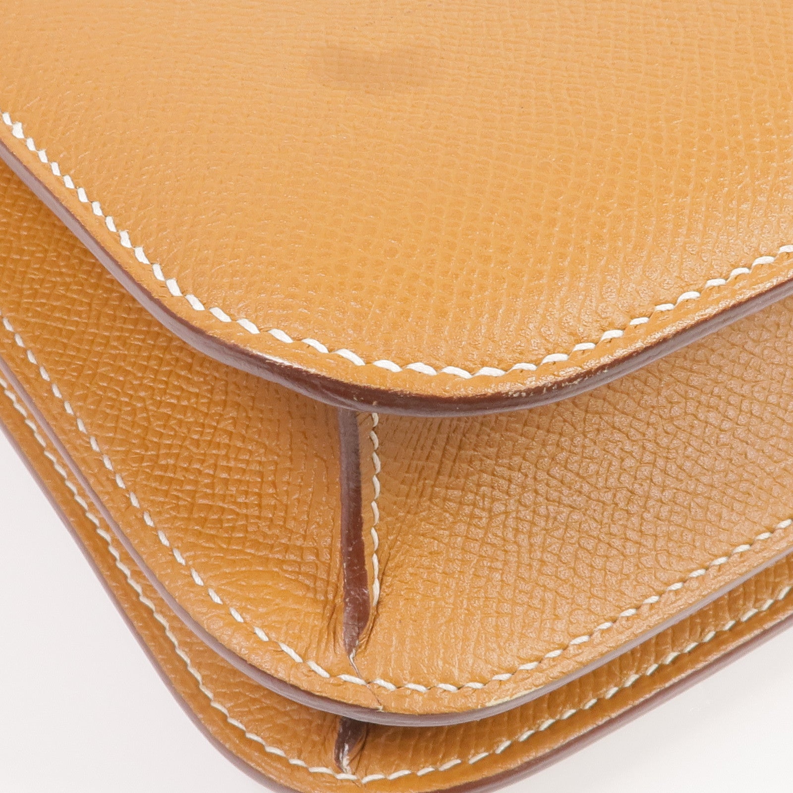 HERMES Epsom皮革Constance 24銀扣肩背袋Gold