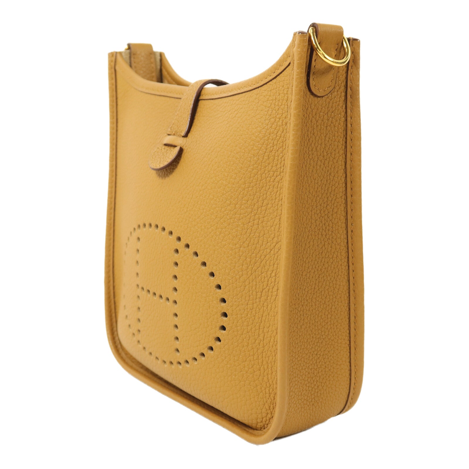 HERMES Maurice皮革Evelyne TPM金扣肩背袋Sesame/Lime