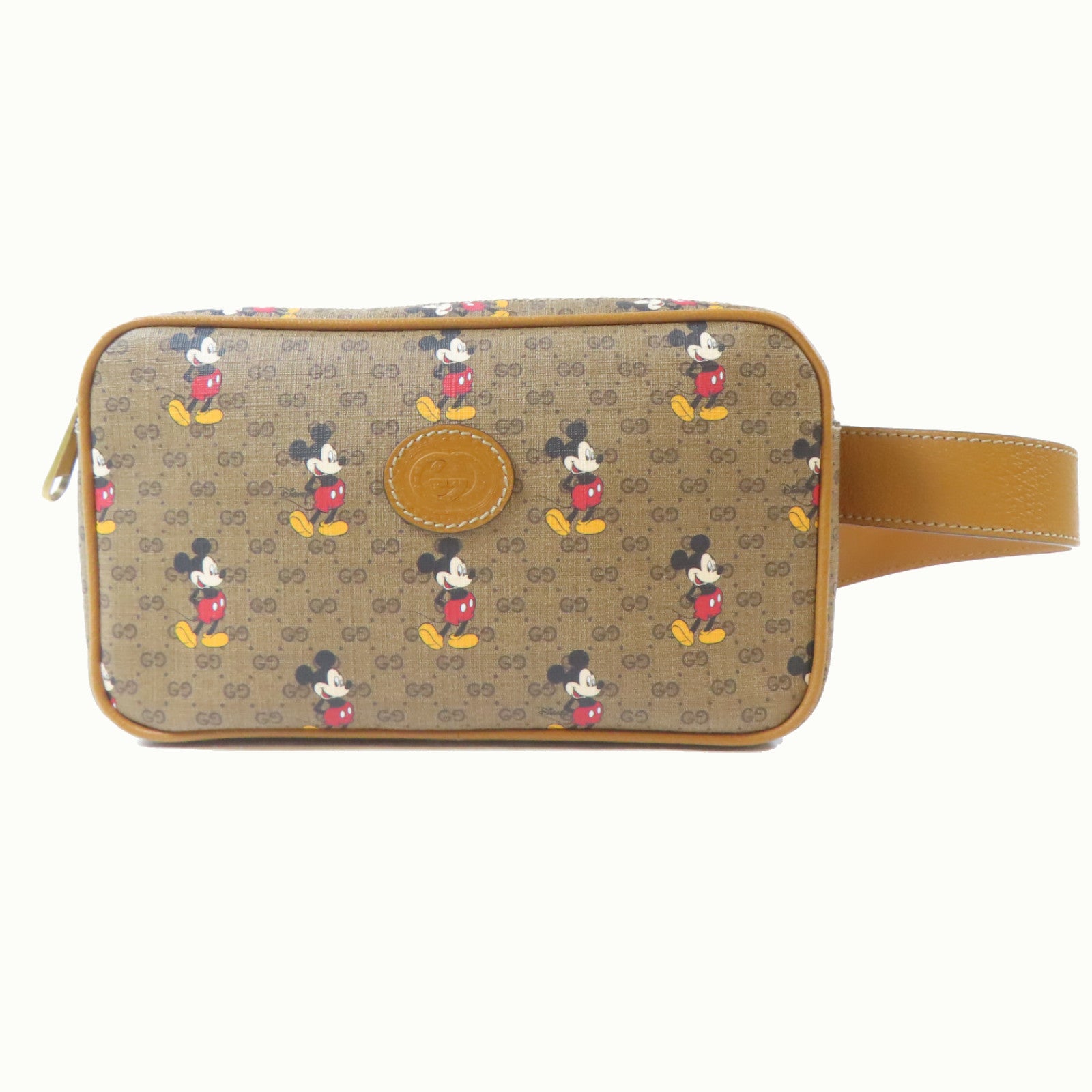 GUCCI 【激減優惠】塗層帆布Disney Gucci Mini Supreme Belt Bag金扣腰包啡色