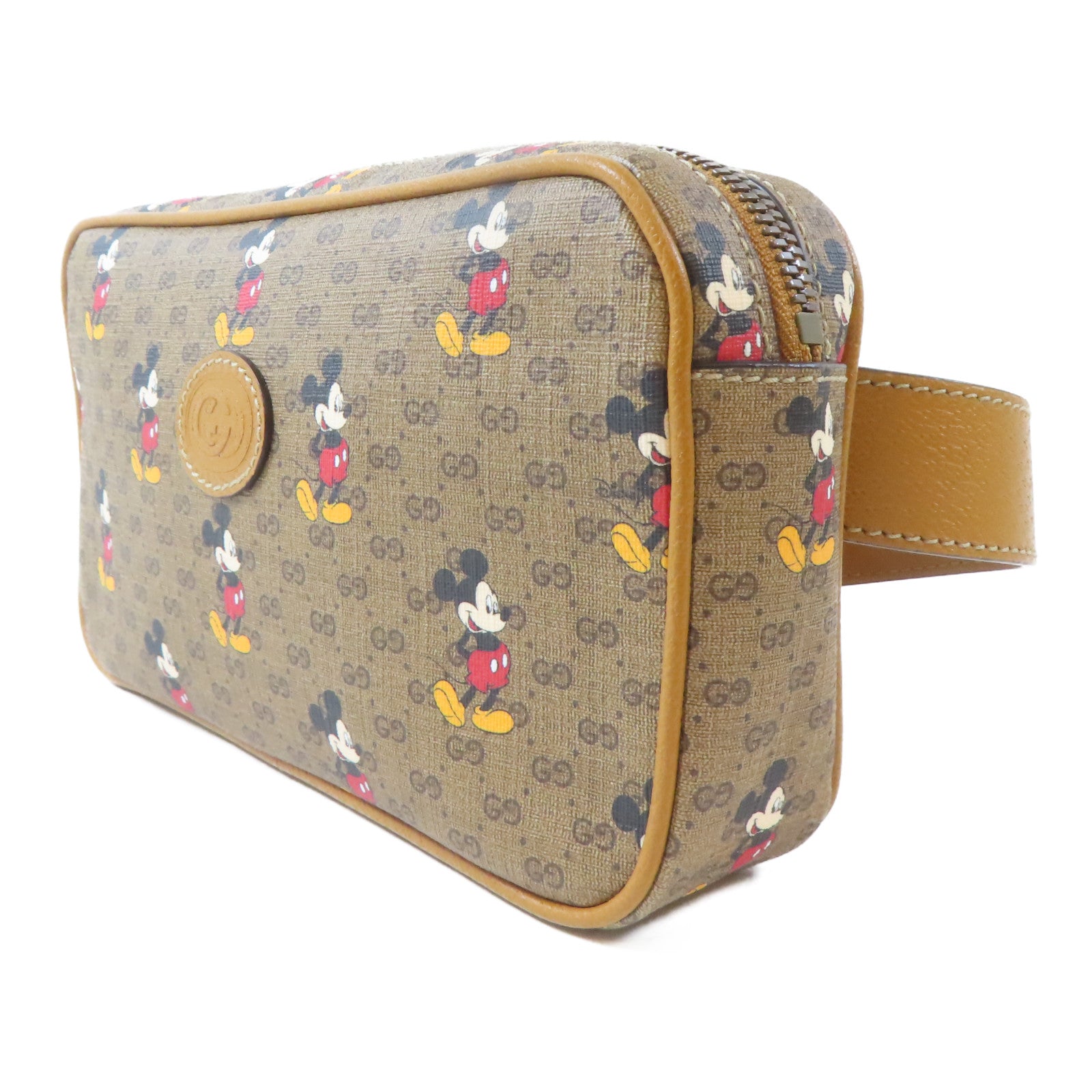 GUCCI 【激減優惠】塗層帆布Disney Gucci Mini Supreme Belt Bag金扣腰包啡色