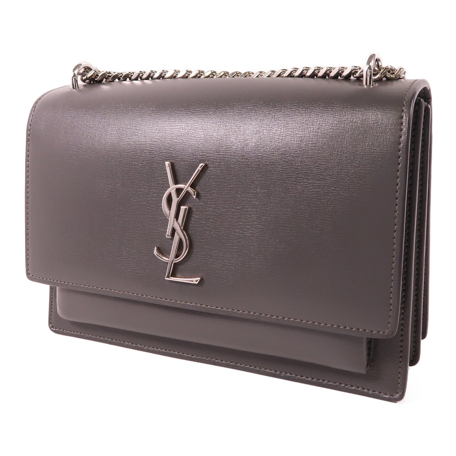SAINT LAURENT 牛皮皮革Sunset Medium銀扣鏈帶肩背袋