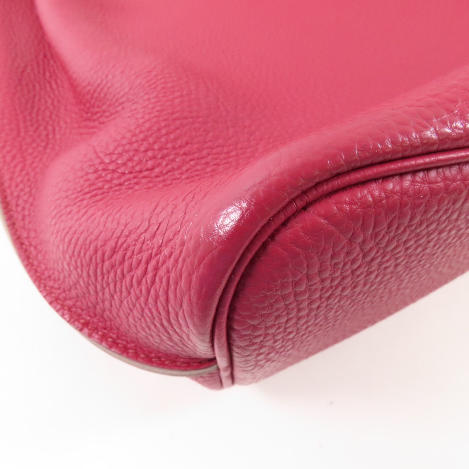 HERMES Togo皮革So Kelly銀扣肩背袋Ruby