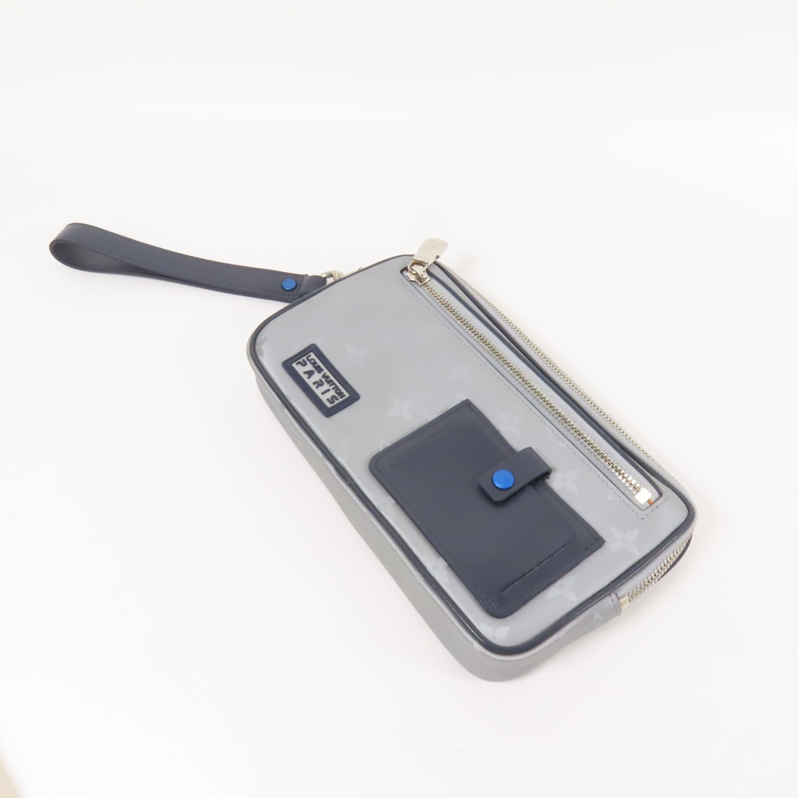 LOUIS VUITTON 塗層帆布Satellite Alpha銀扣手拿包