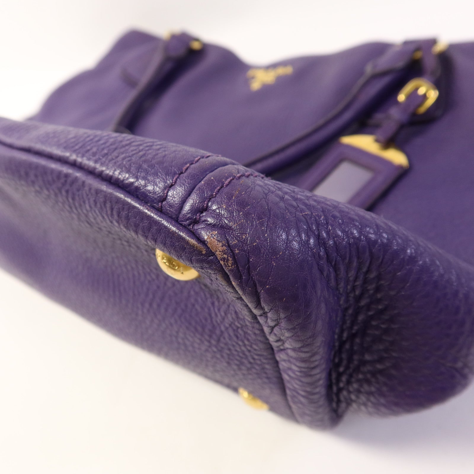 PRADA 【激減優惠】牛皮皮革2 Way Shoulder Bag金扣手挽肩背兩用袋