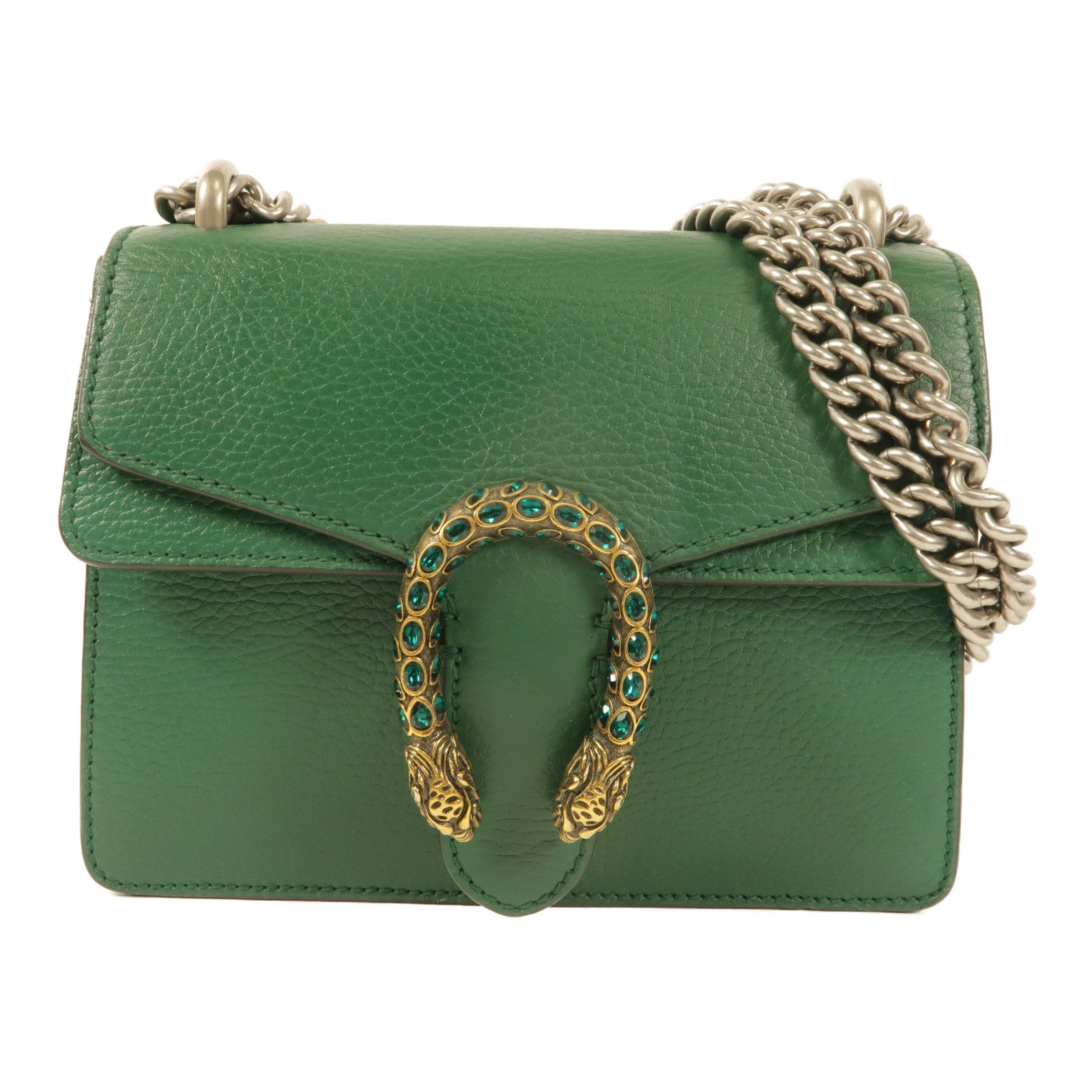 GUCCI GG SHW Dionysus Small Chain Shoulder Bag 421970 Calfskin Leather Green