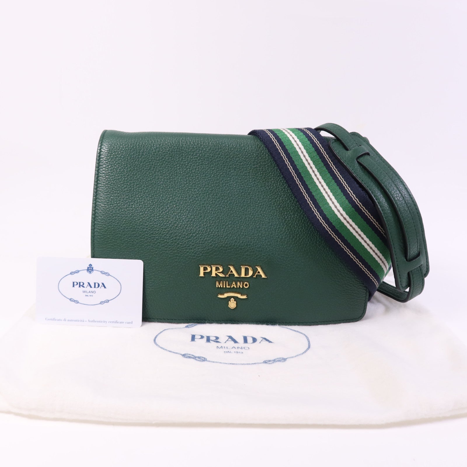 PRADA 皮革Shoulder Bag金扣肩背袋