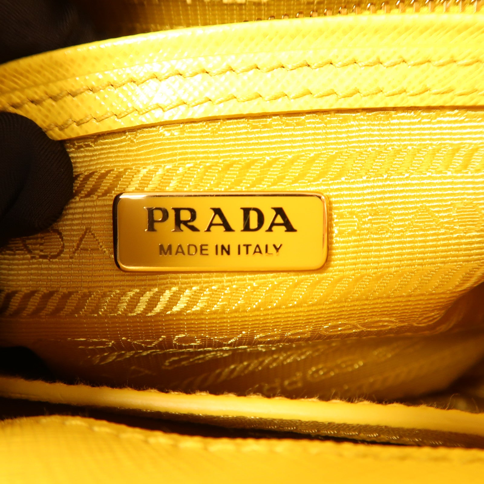 PRADA GHW Galleria Nano 2 Way Shoulder Bag Saffiano Leather Yellow