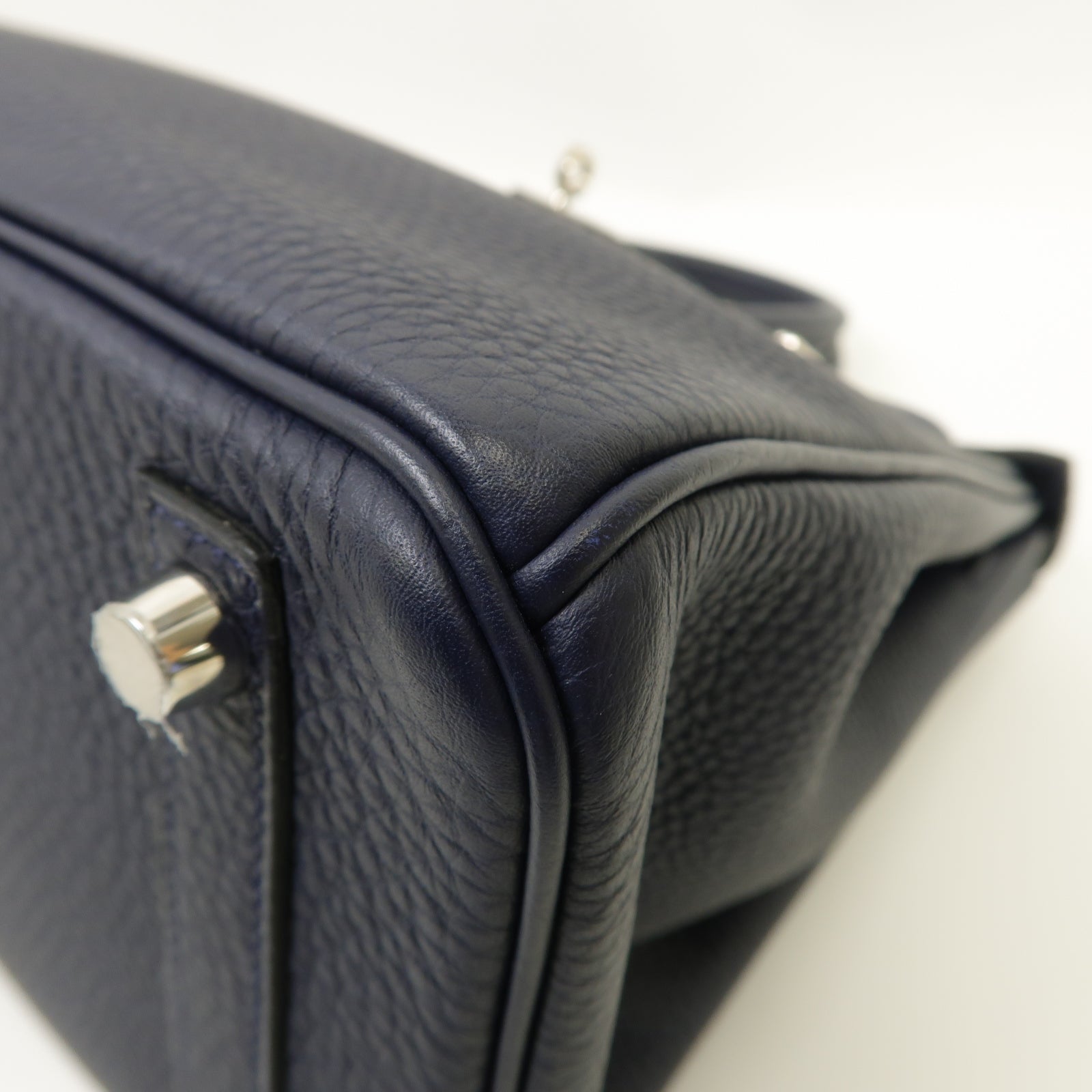 HERMES Togo皮革Birkin 25銀扣手挽袋Bleu Nuit午夜藍色