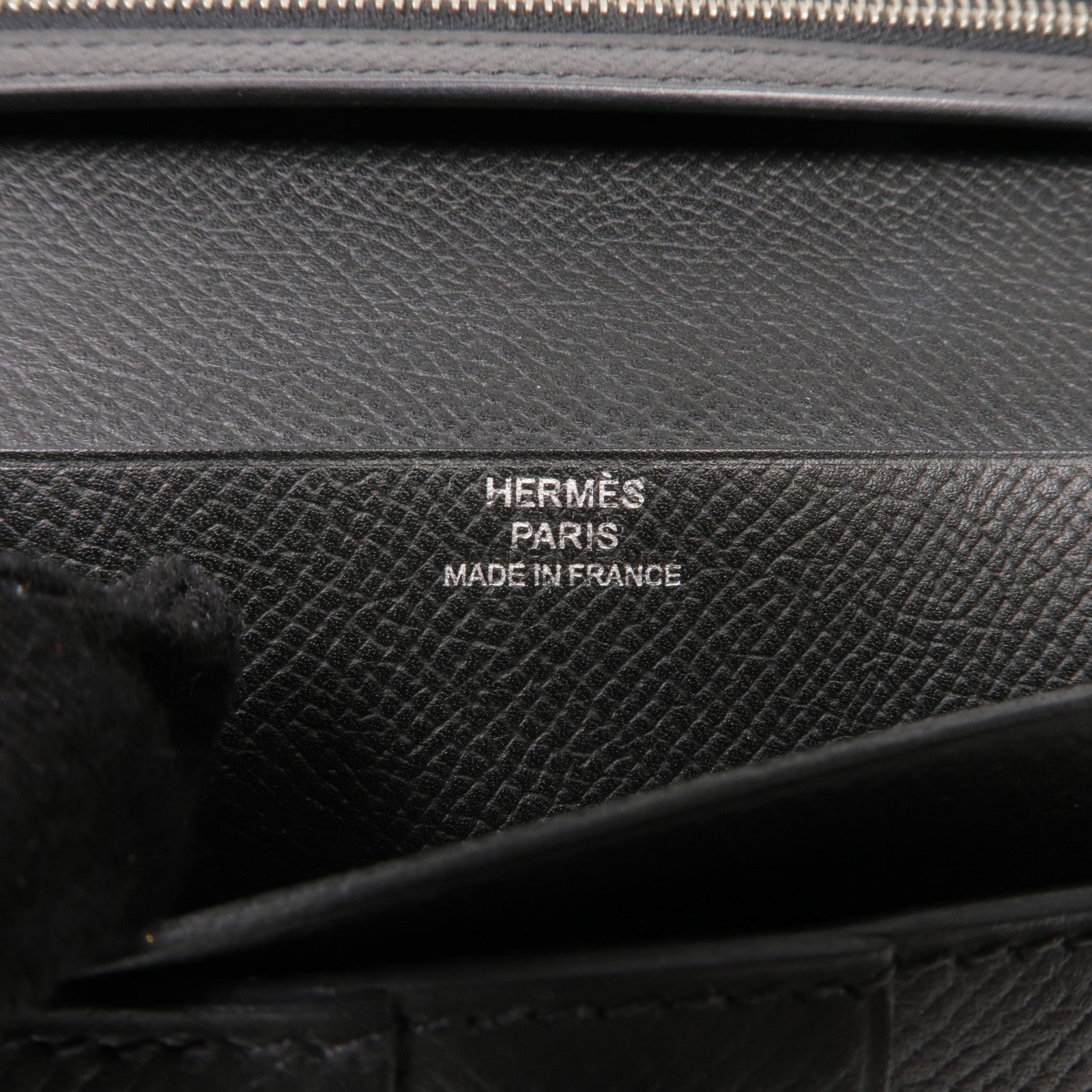HERMES Epsom皮革Bearn Wallet銀扣長錢包Noir