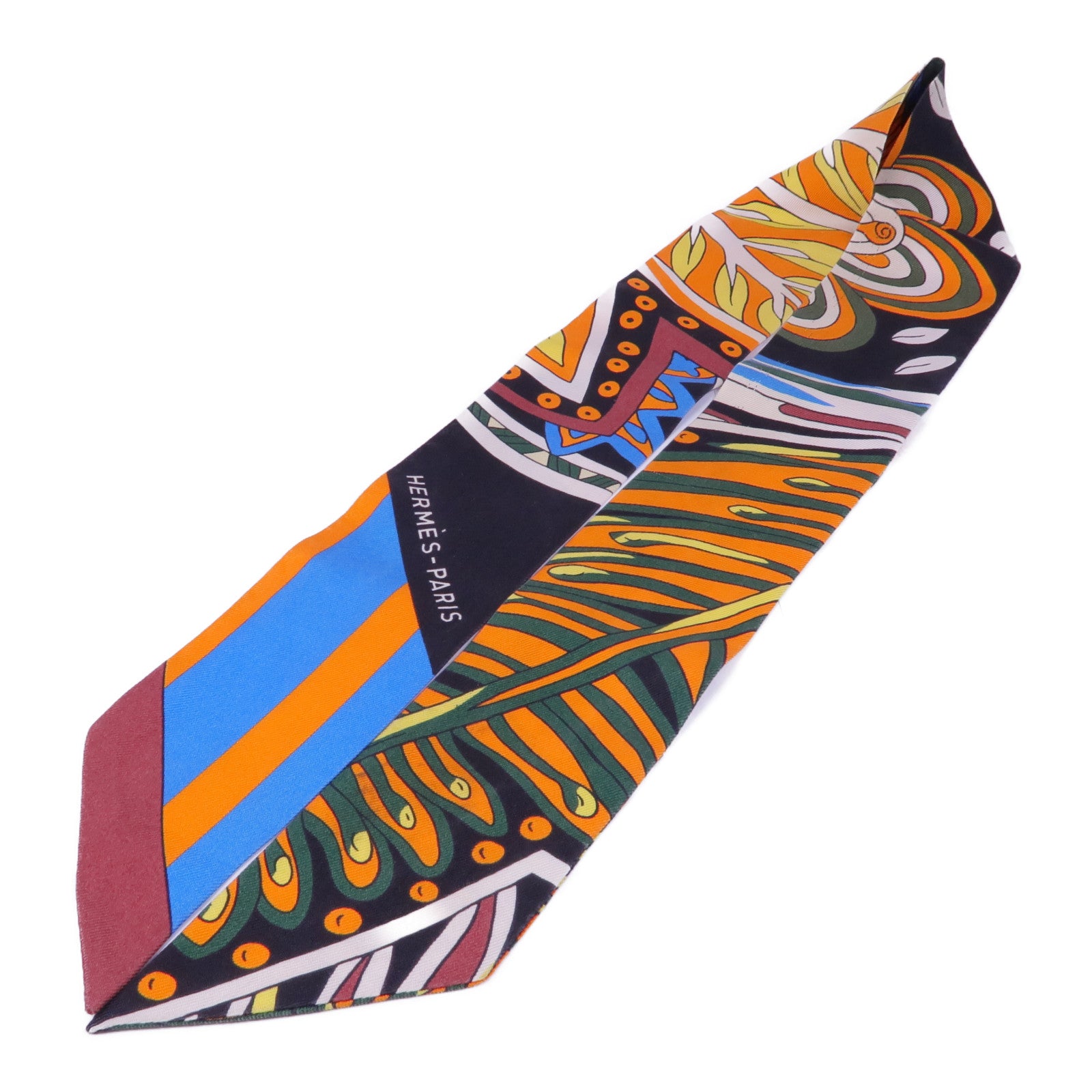 HERMES Twilly Scarf Scarves Silk Orange Multicolor