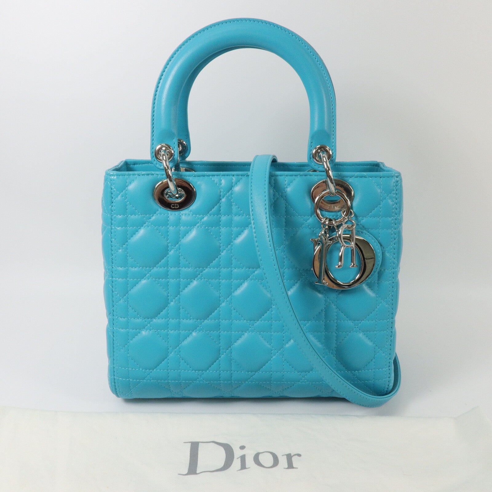 Dior 牛皮皮革Lady Dior Medium手挽肩背兩用袋
