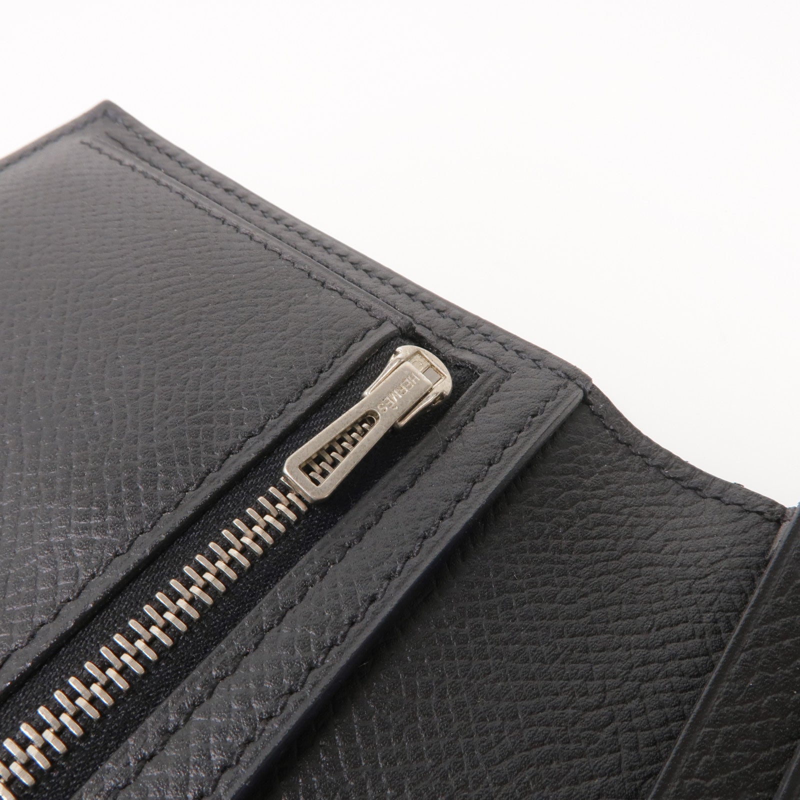 HERMES Epsom皮革Bearn Wallet銀扣長錢包Noir