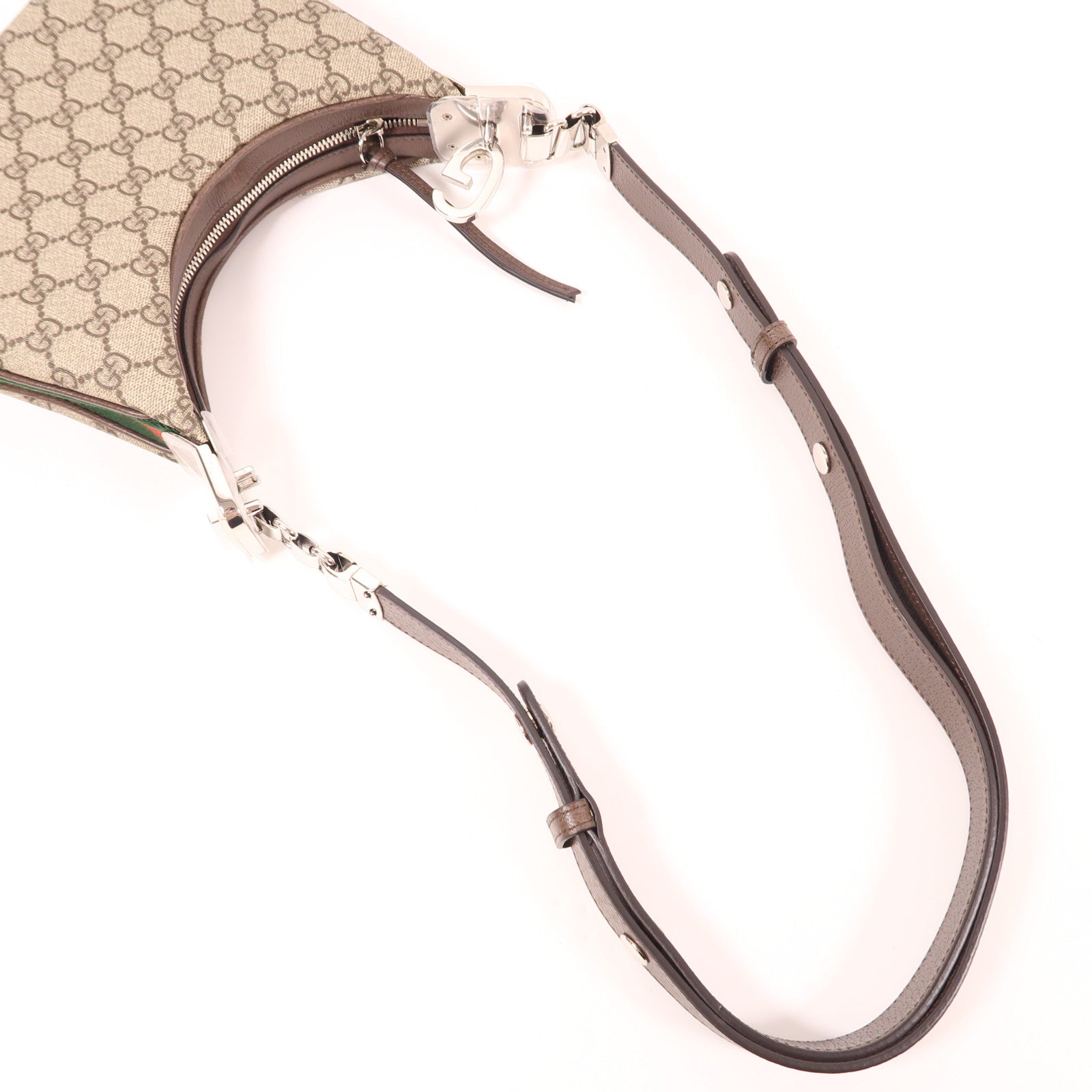 GUCCI 塗層帆布GG Supreme Shoulder Bag銀扣肩背袋