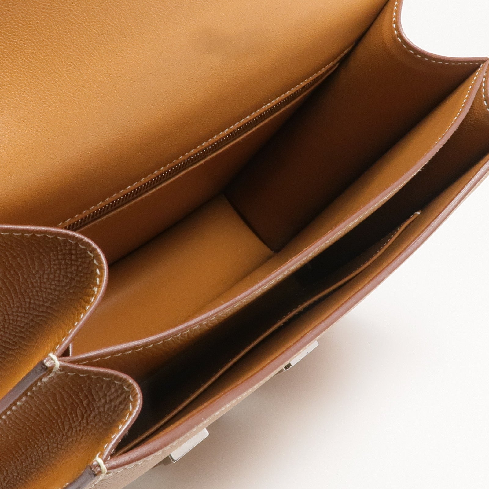 HERMES Epsom皮革Constance 24銀扣肩背袋Gold