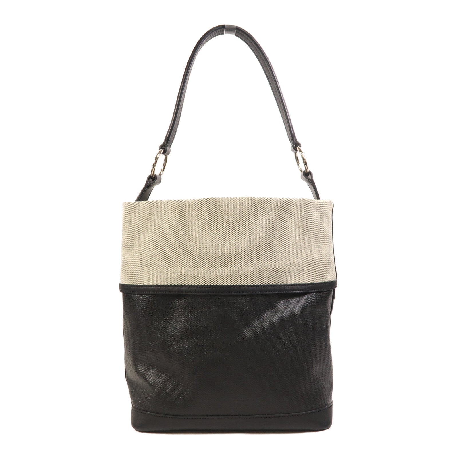 HERMES Toile帆布Col Roule 25銀扣肩背袋