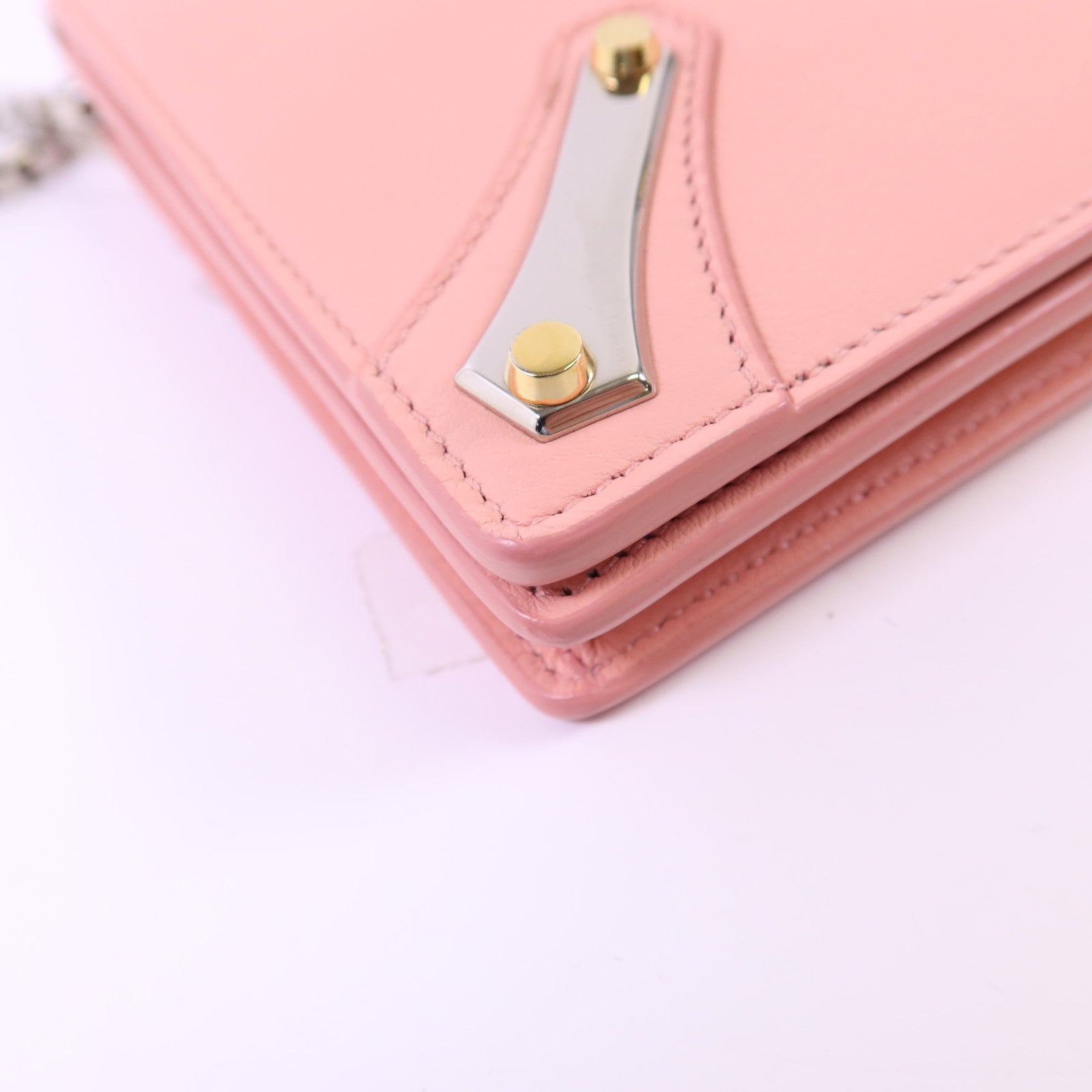 BALENCIAGA 牛皮皮革Shoulder Bag銀扣鏈帶肩背袋