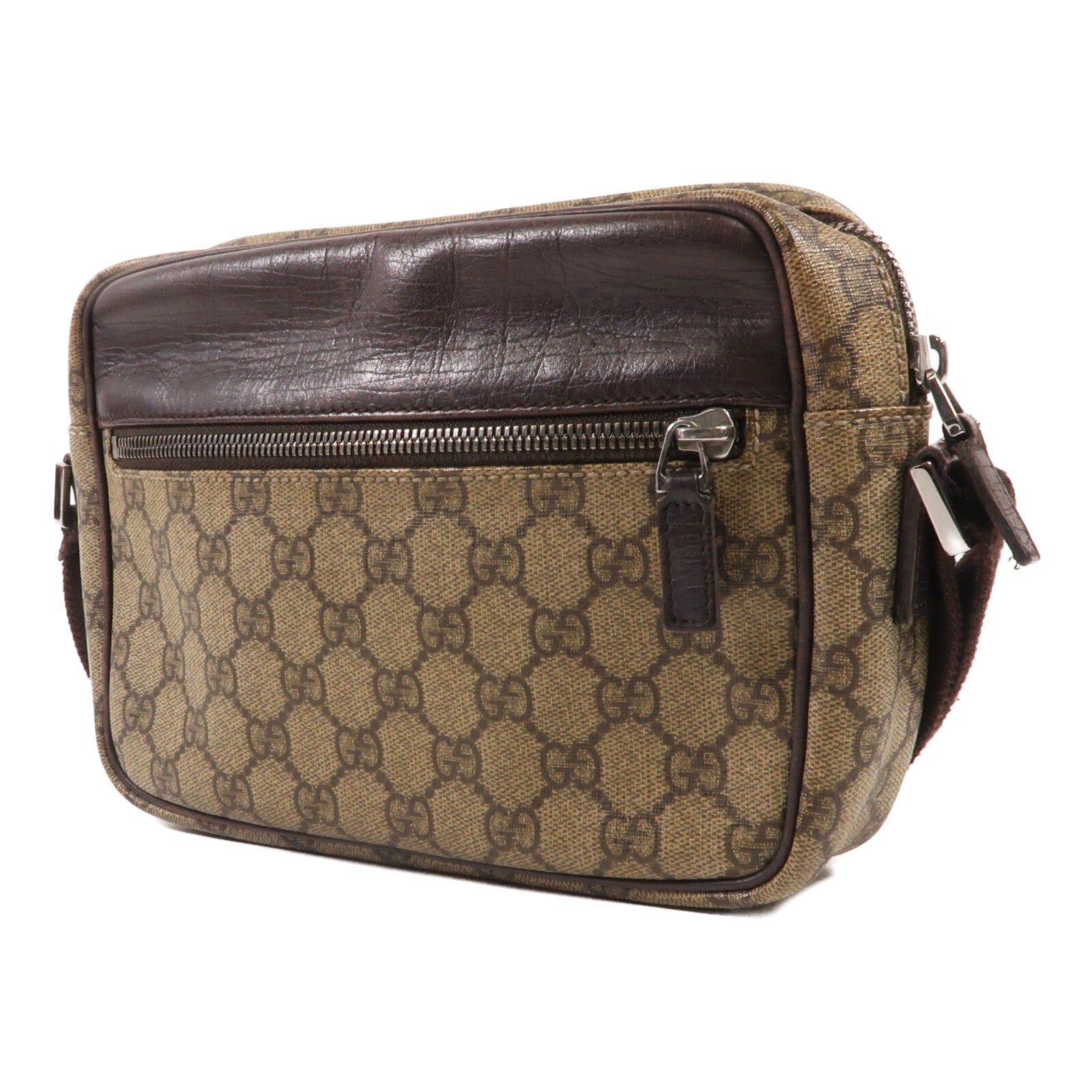 GUCCI 塗層帆布Shoulder Bag銀扣肩背袋