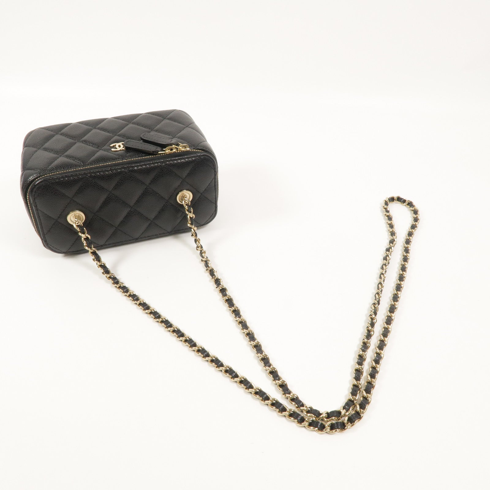CHANEL 牛皮皮革Vanity Case鏈帶肩背袋