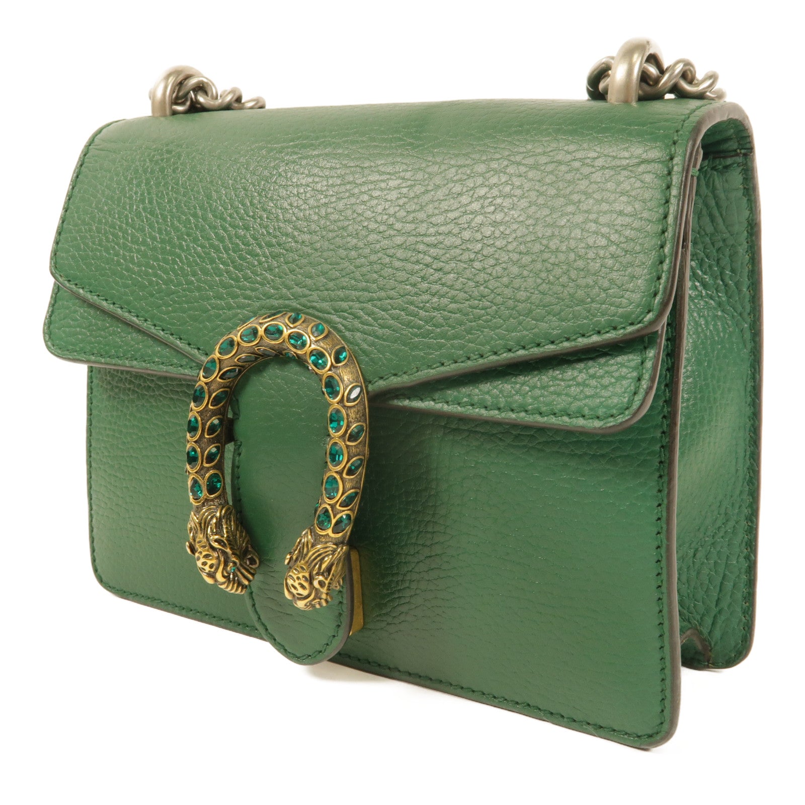 GUCCI GG SHW Dionysus Small Chain Shoulder Bag 421970 Calfskin Leather Green