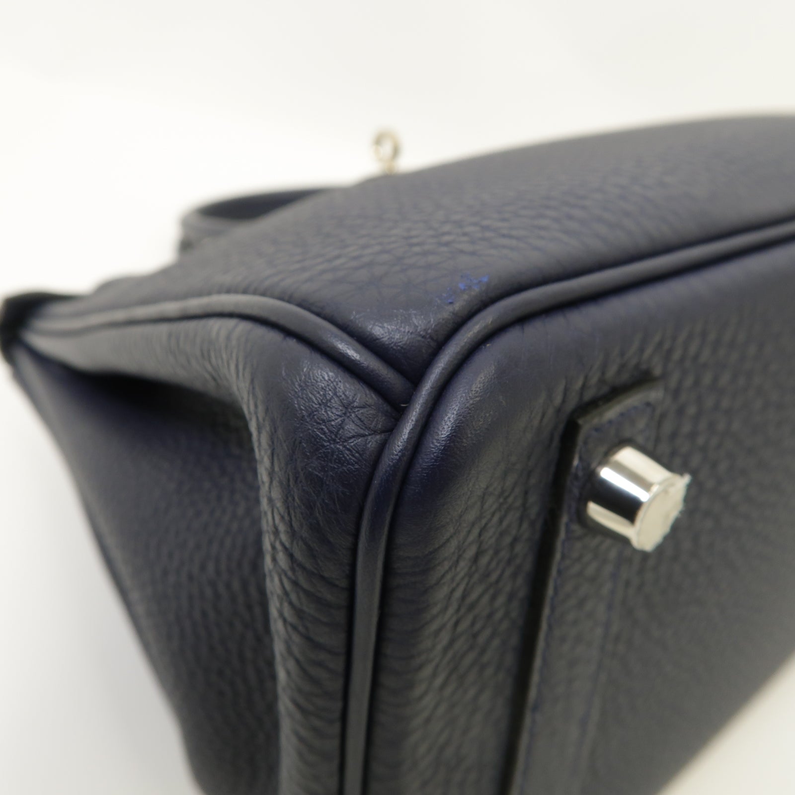 HERMES Togo皮革Birkin 25銀扣手挽袋Bleu Nuit午夜藍色