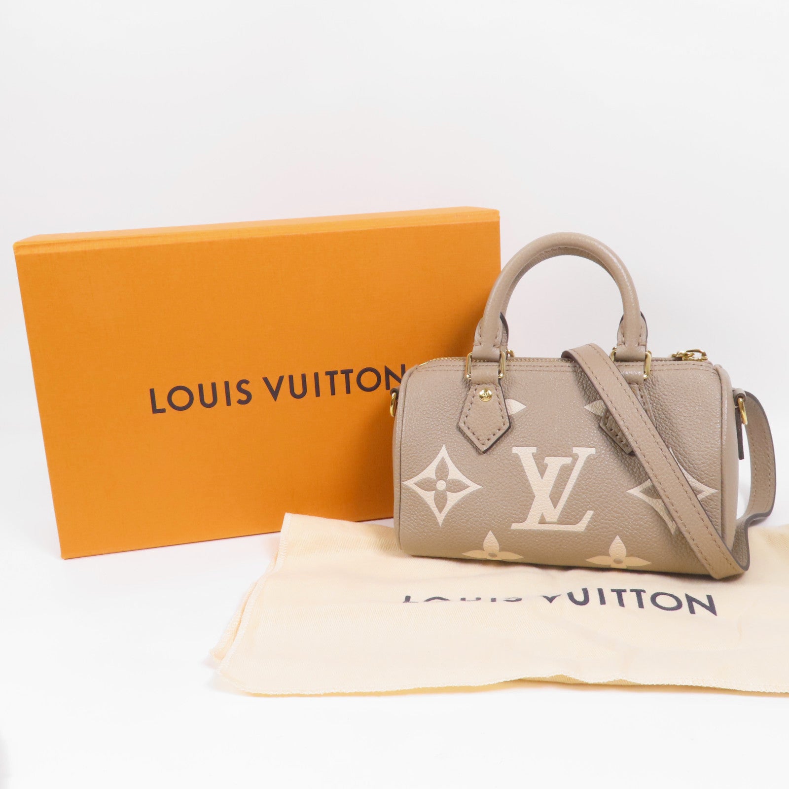 LOUIS VUITTON Monogram Empreinte Nano Speedy Bandouliere金扣手挽肩背兩用袋