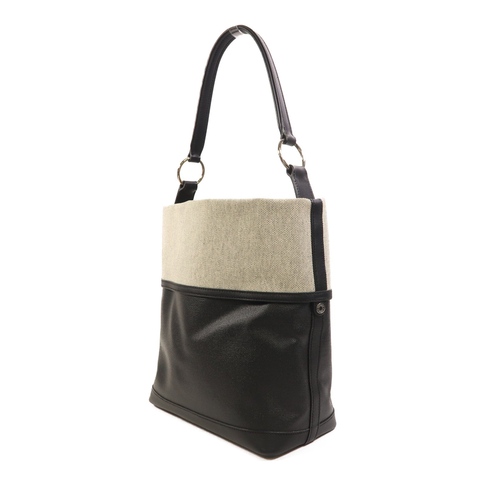 HERMES Toile帆布Col Roule 25銀扣肩背袋