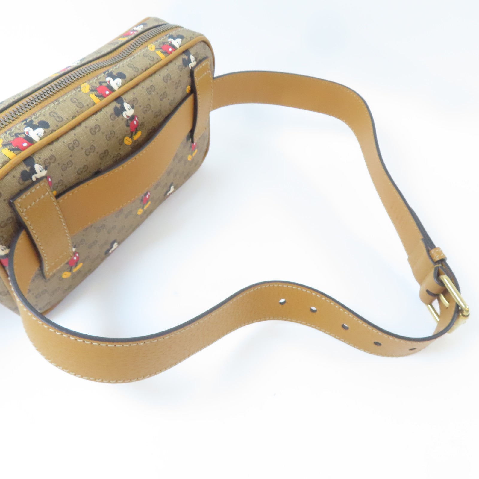 GUCCI 【激減優惠】塗層帆布Disney Gucci Mini Supreme Belt Bag金扣腰包啡色