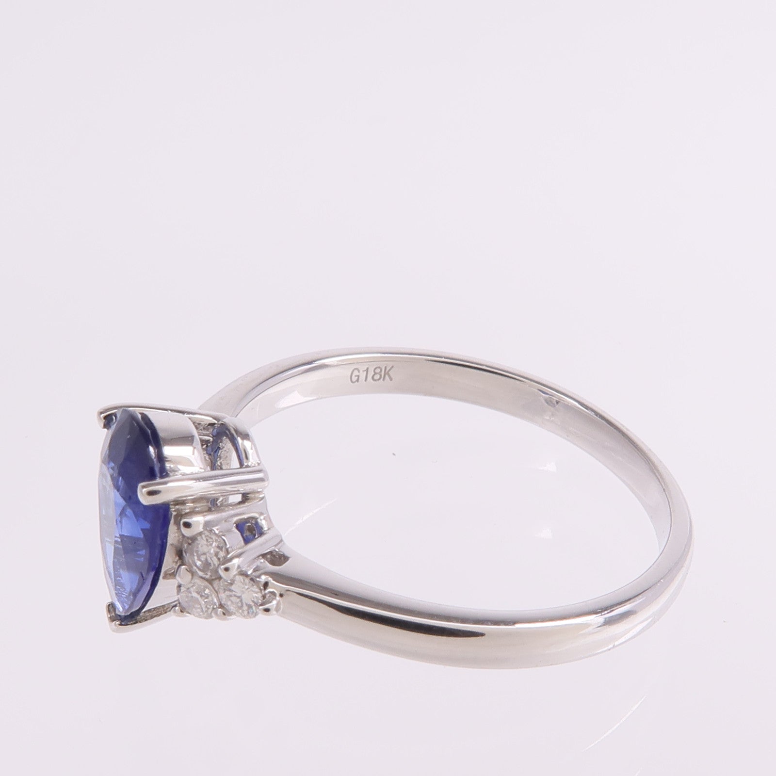 JEWELRY 【激減優惠】18K白金Sapphire Diamond Ring藍寶石/鑽石戒指US#6