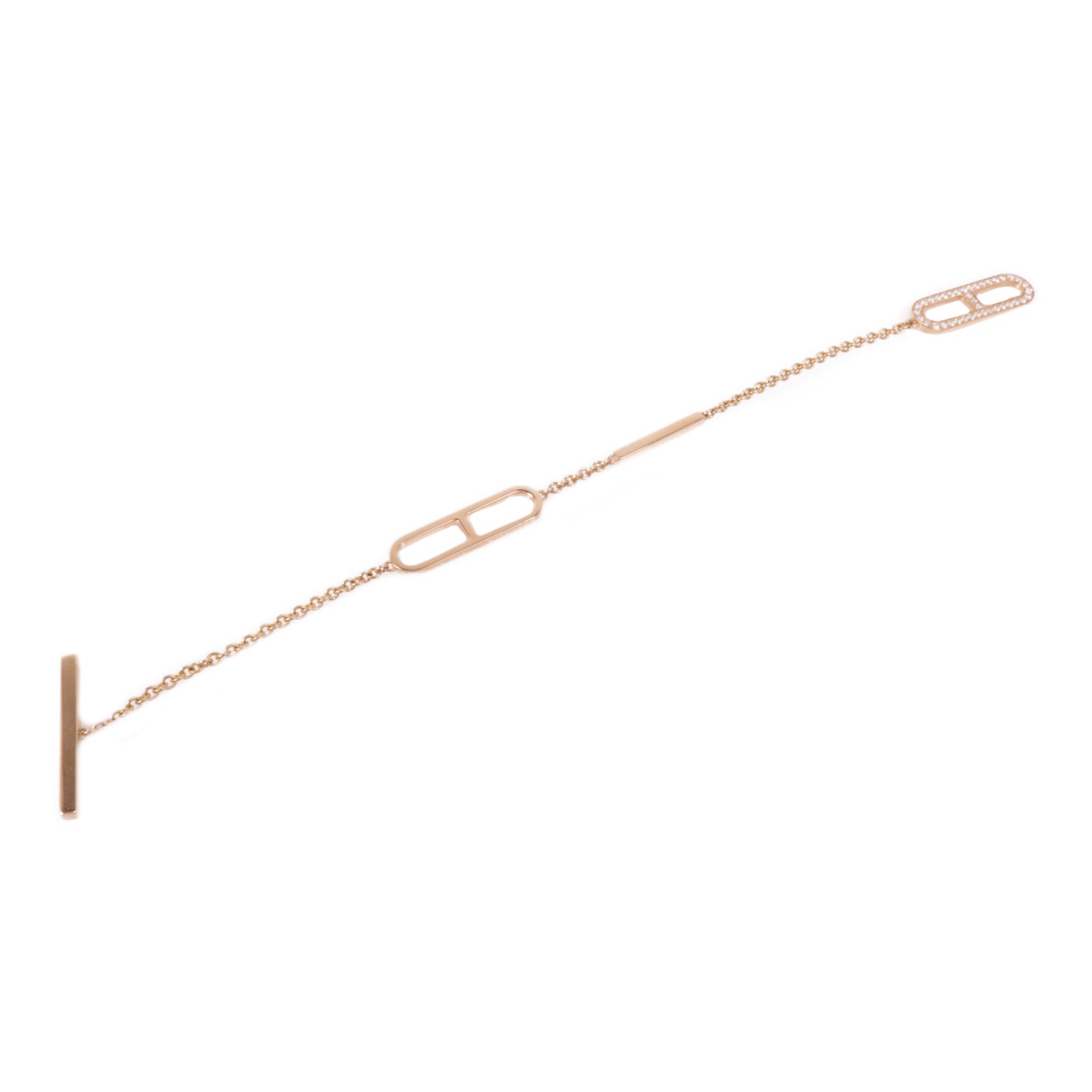 HERMES 18K玫瑰金Ever Chaine d'ancre Bracelet鑽石手鏈