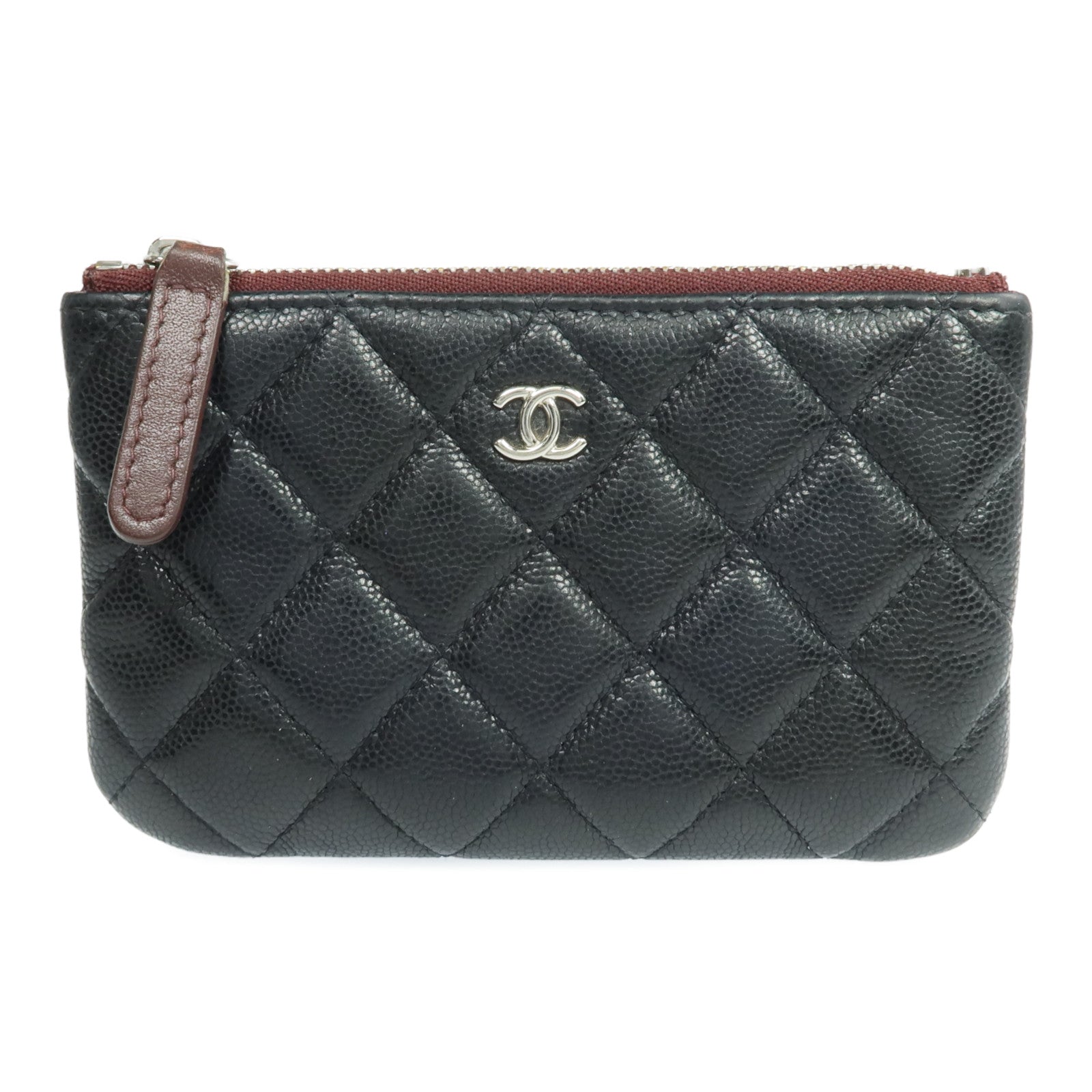 CHANEL 牛皮皮革Pouch銀扣錢包