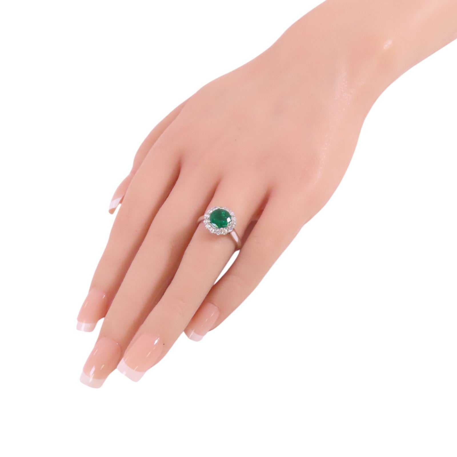 JEWELRY 【激減優惠】PT900鉑金/綠寶石/鑽石Emerald Diamond Ring戒指US#6